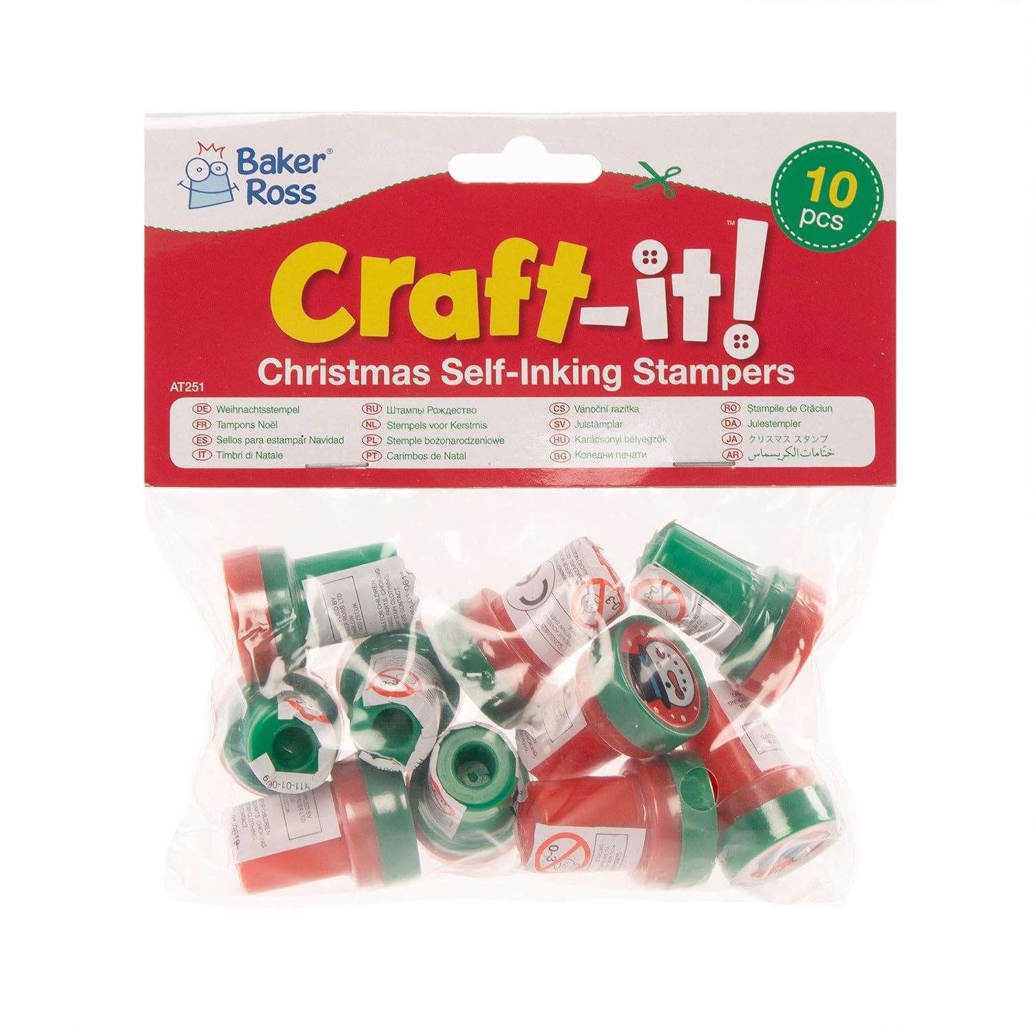 Baker Ross AT251 Self-Inking Christmas Stampers - Arts & Crafts for Kids (Pack of 10) 6