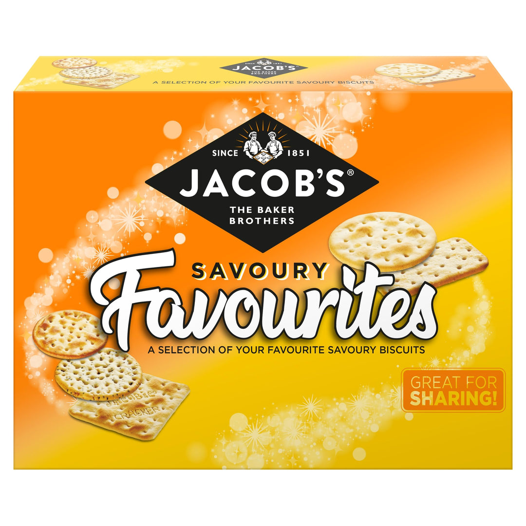 Jacob's Savoury Favourites Selection Box - Assorted Savoury Crackers for Cheese, 200g