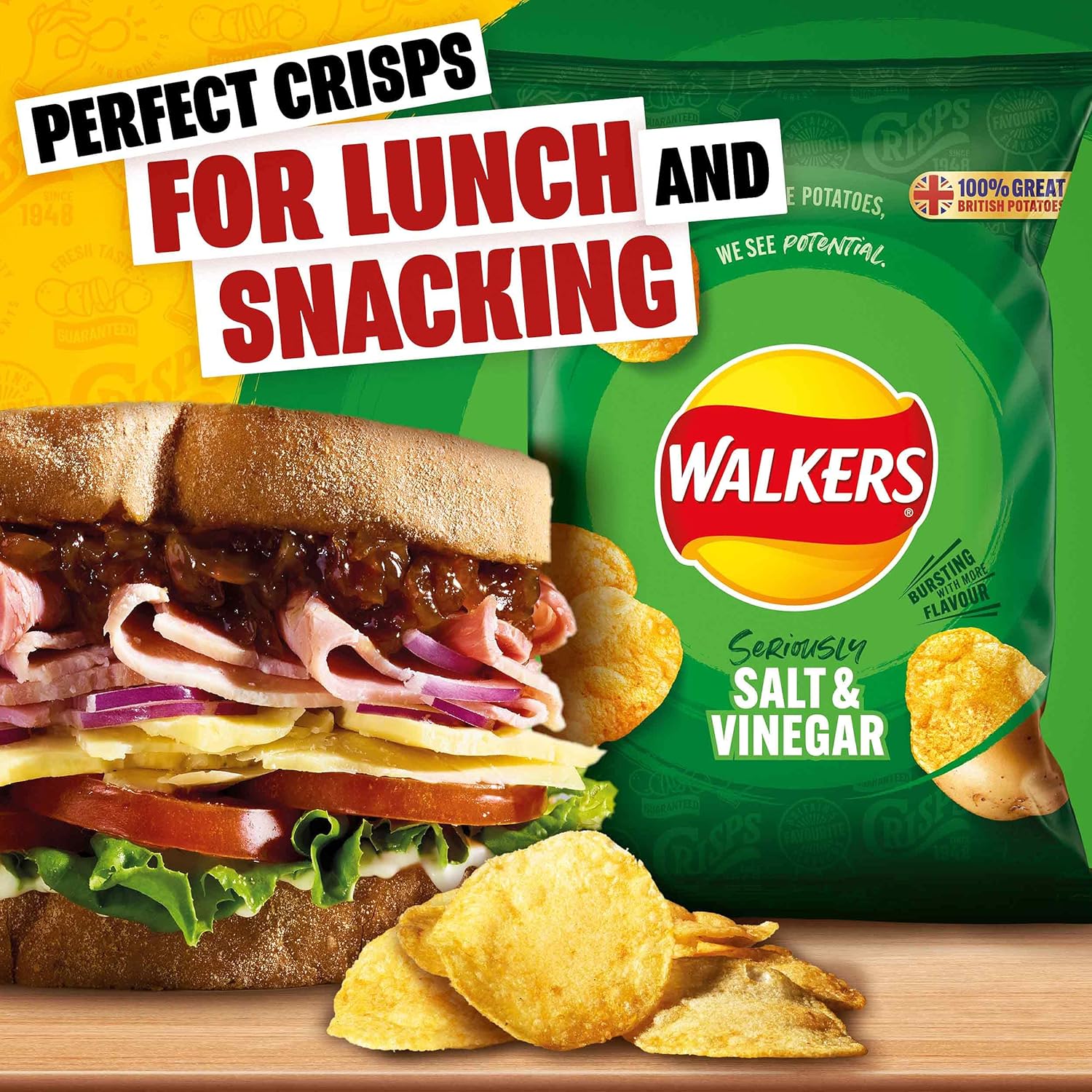 Walkers Salt & Vinegar Crisps 32.5g (Case of 32) 7