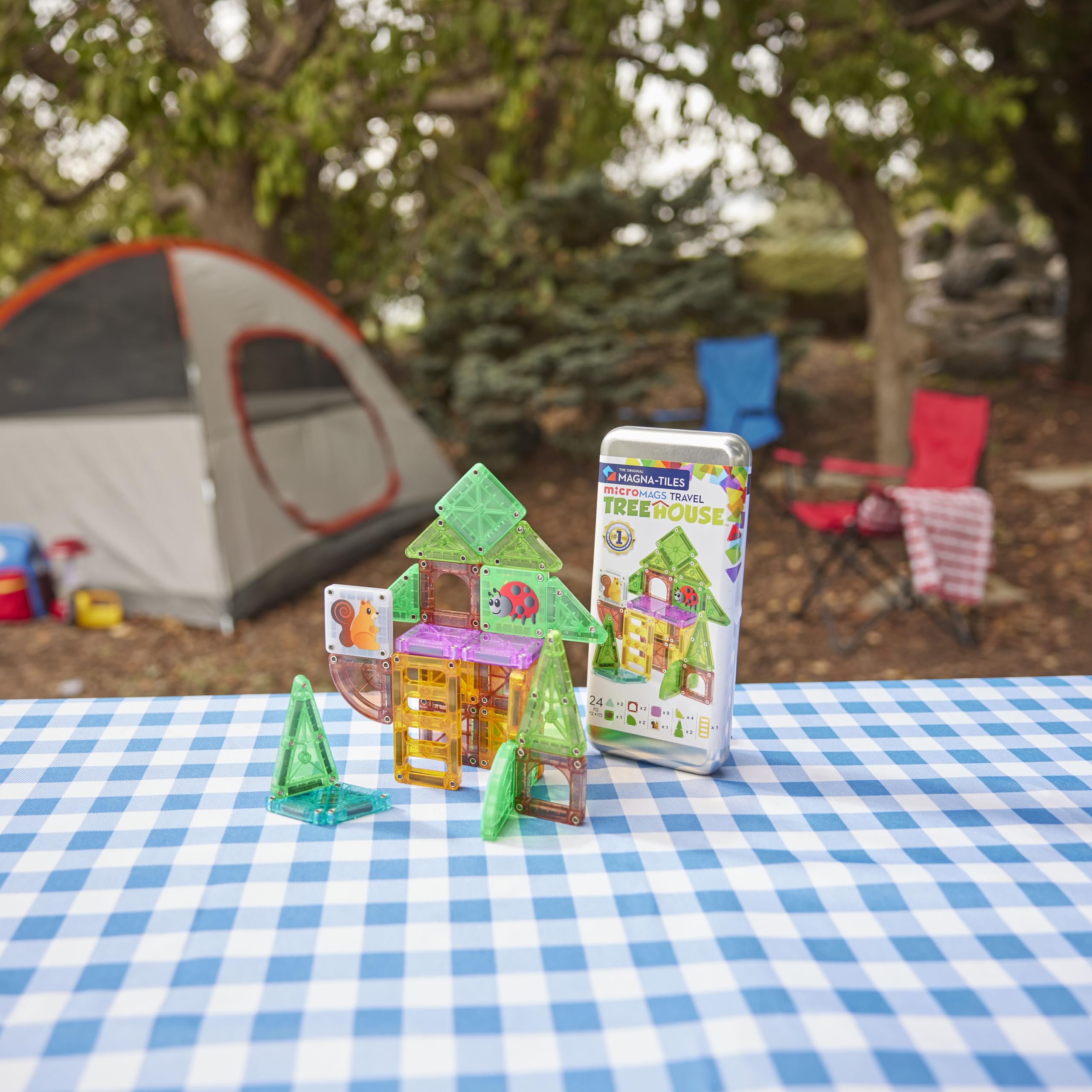 Magna-Tiles microMAGS Treehouse Travel Set - 24 Pieces | Ages 3+ | Magnetic Building 2