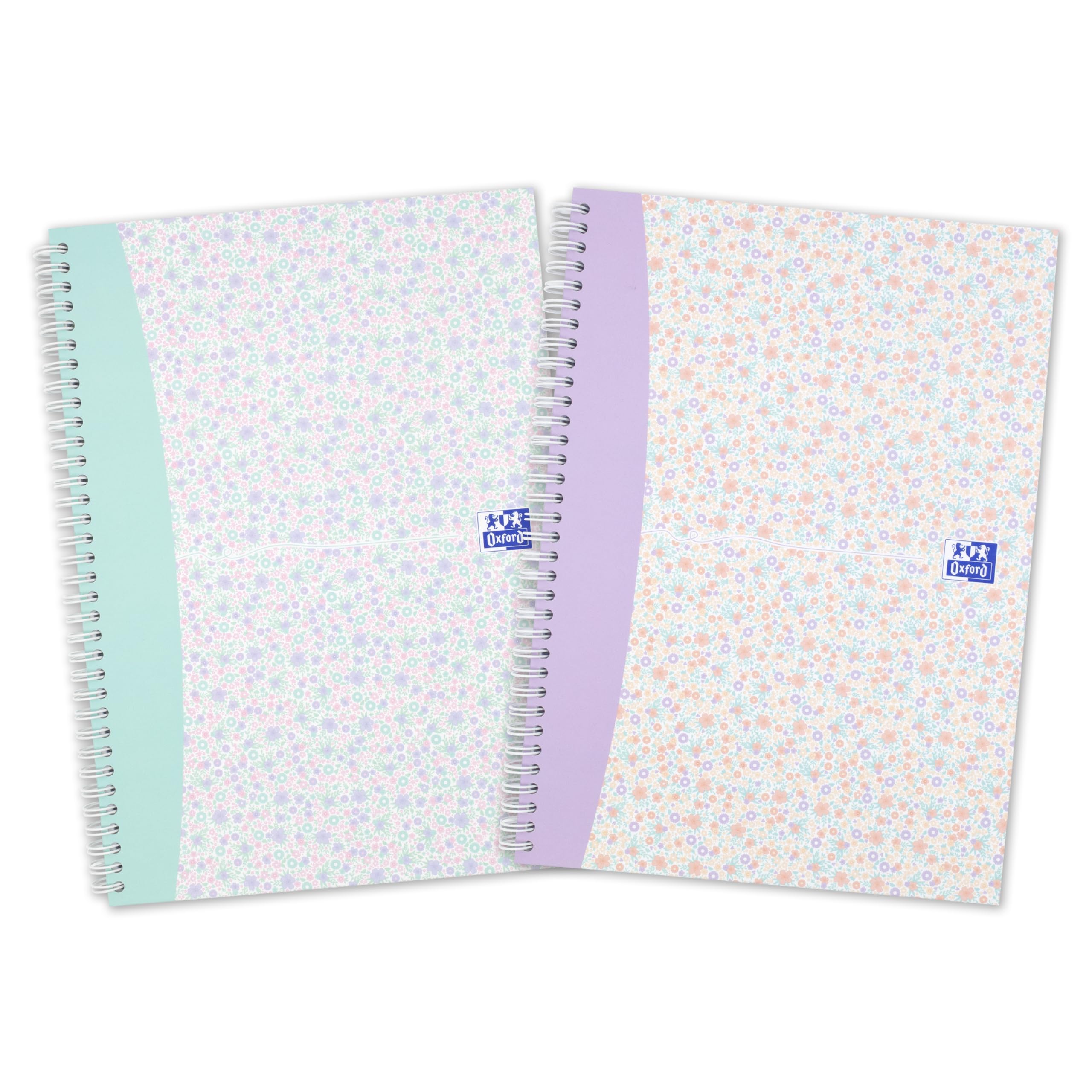 Oxford My Notes A4 Hardcover Wirebound Notebook Twin Pack (Floral & Bloom) | 140 Pages Ruled 1