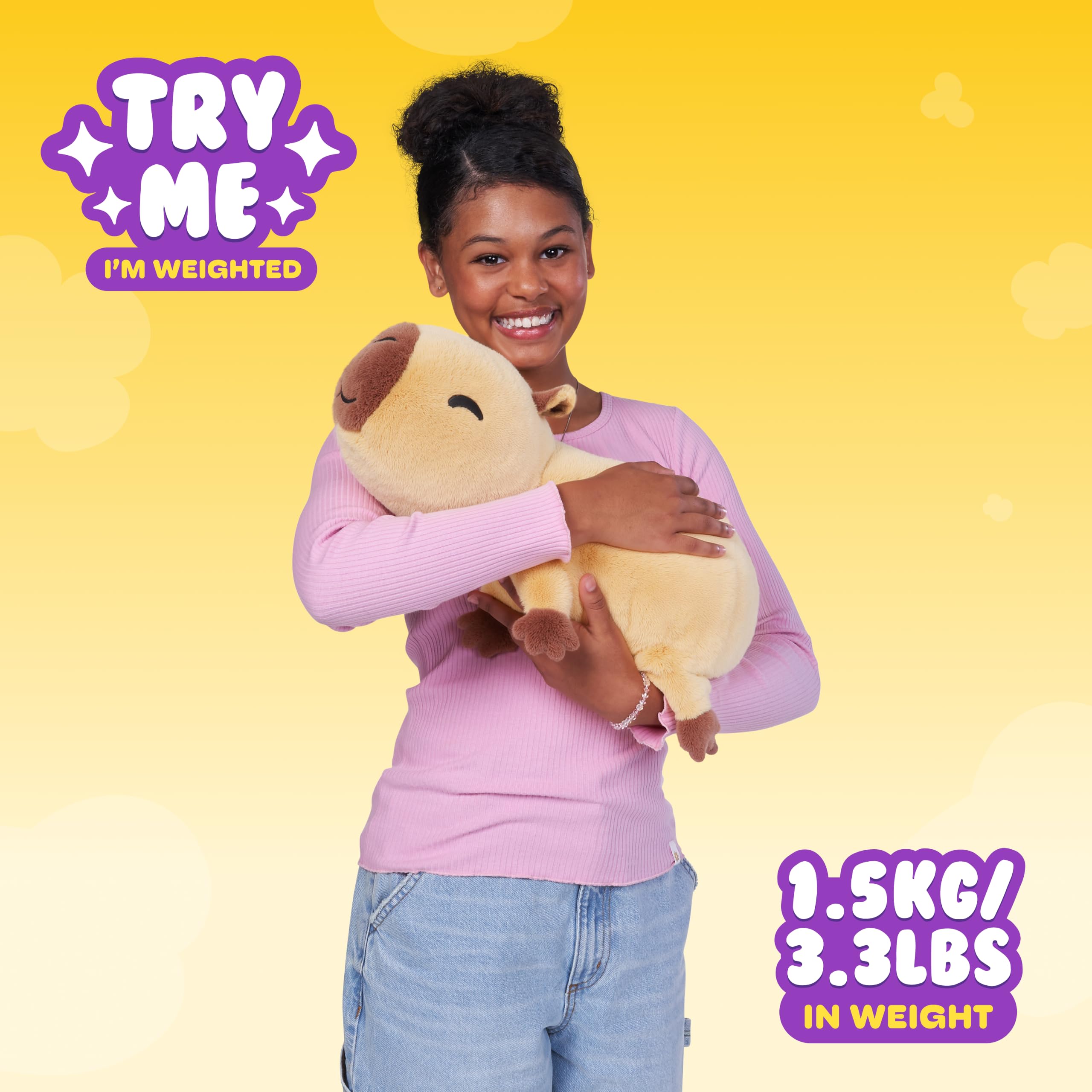 Hug-A-Lumps Capybara Connie Soft Doll - Weighted Plush for Calm & Comfort | Medium Size 4