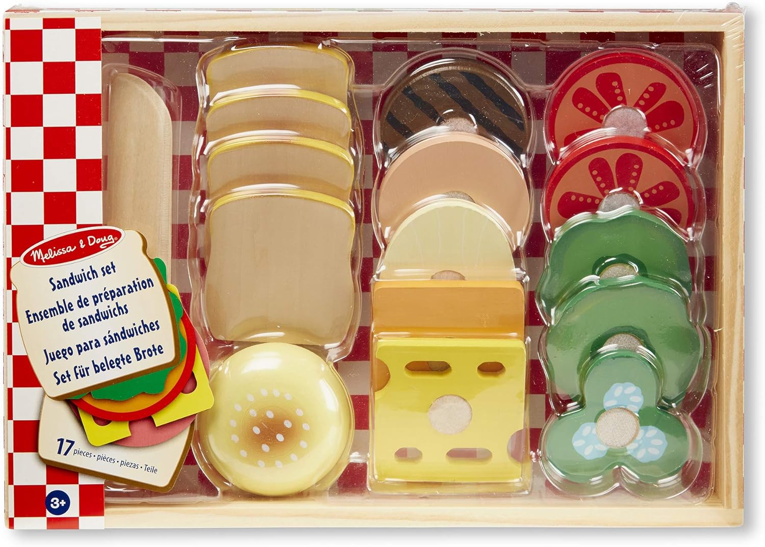 Melissa & Doug Wooden Sandwich Making Set - Pretend Play Food Kit for Ages 3+ 7