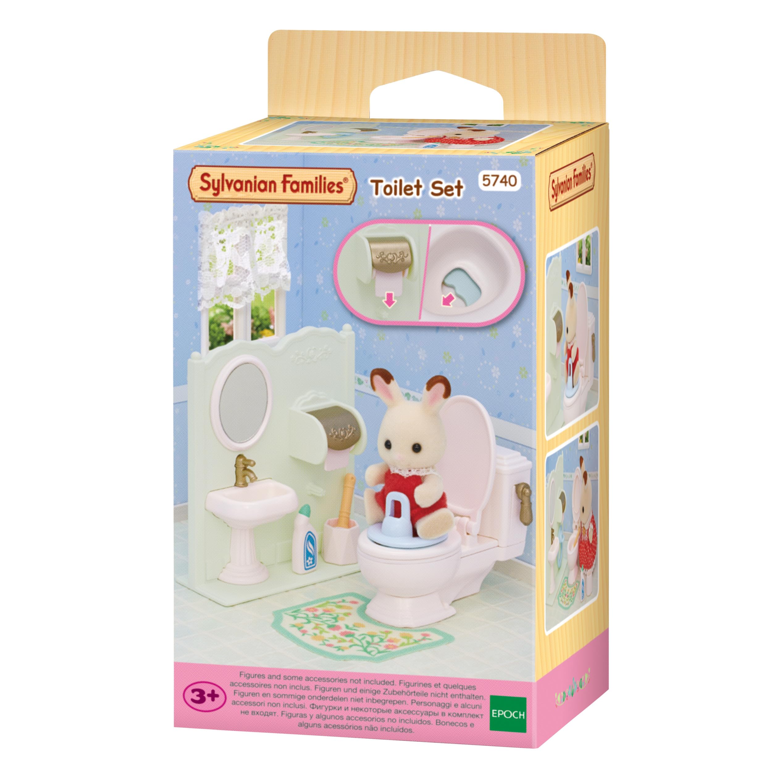 Sylvanian Families Toilet Set 5740 Dollhouse Playset | Includes 7 Pieces | Ages 3+