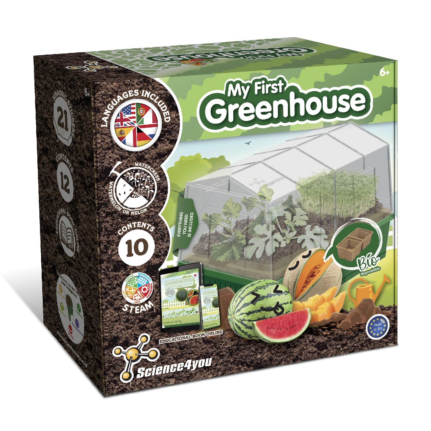 Science4you Small Greenhouse for Kids - Grow Kit with Watermelon, Melon & Watercress Seeds for Children 6+ 1