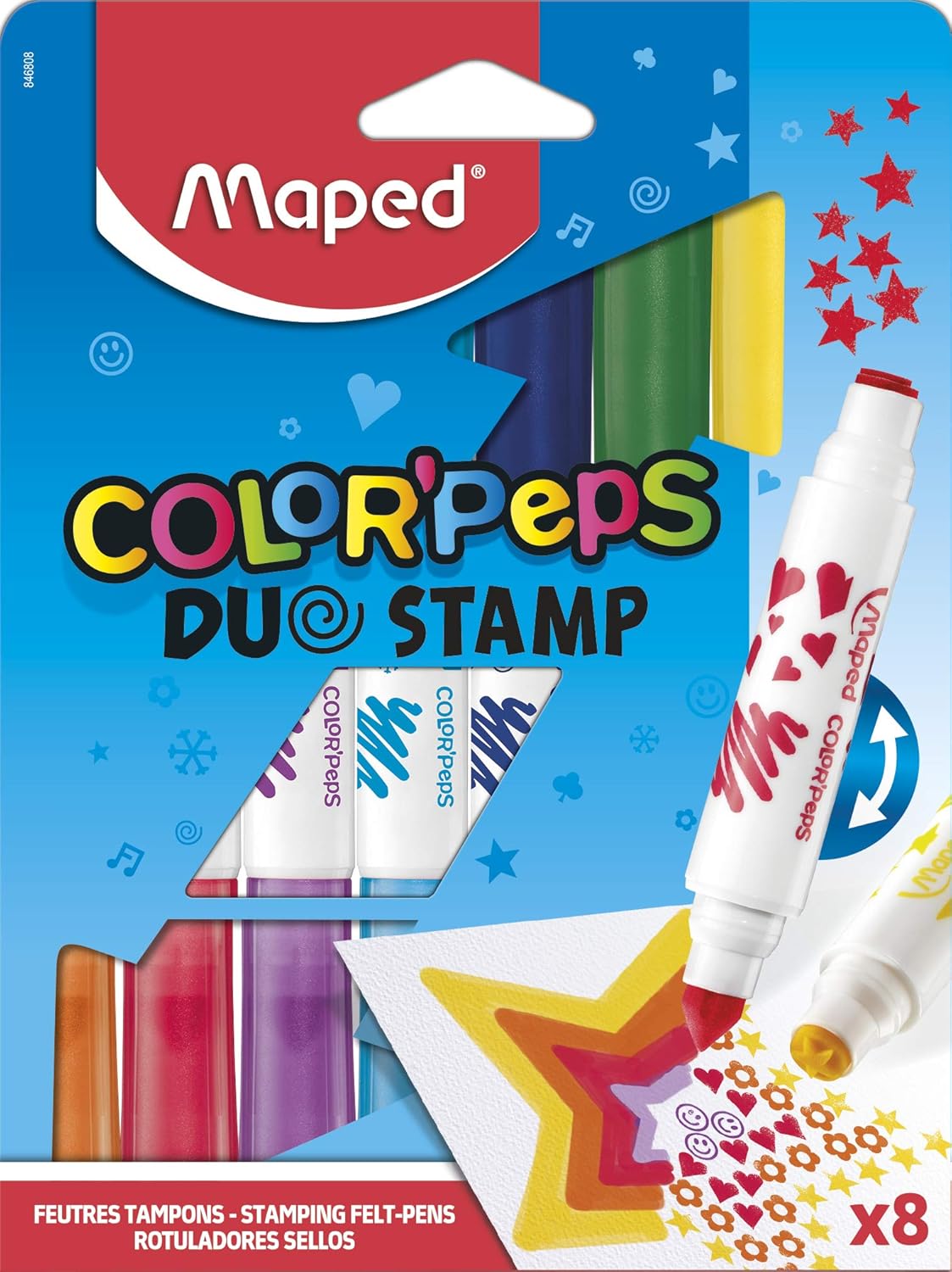 Maped Color Peps Duo Stamp Colouring Pens (8 Pack) - Dual-Tipped Art & Craft Fun 1