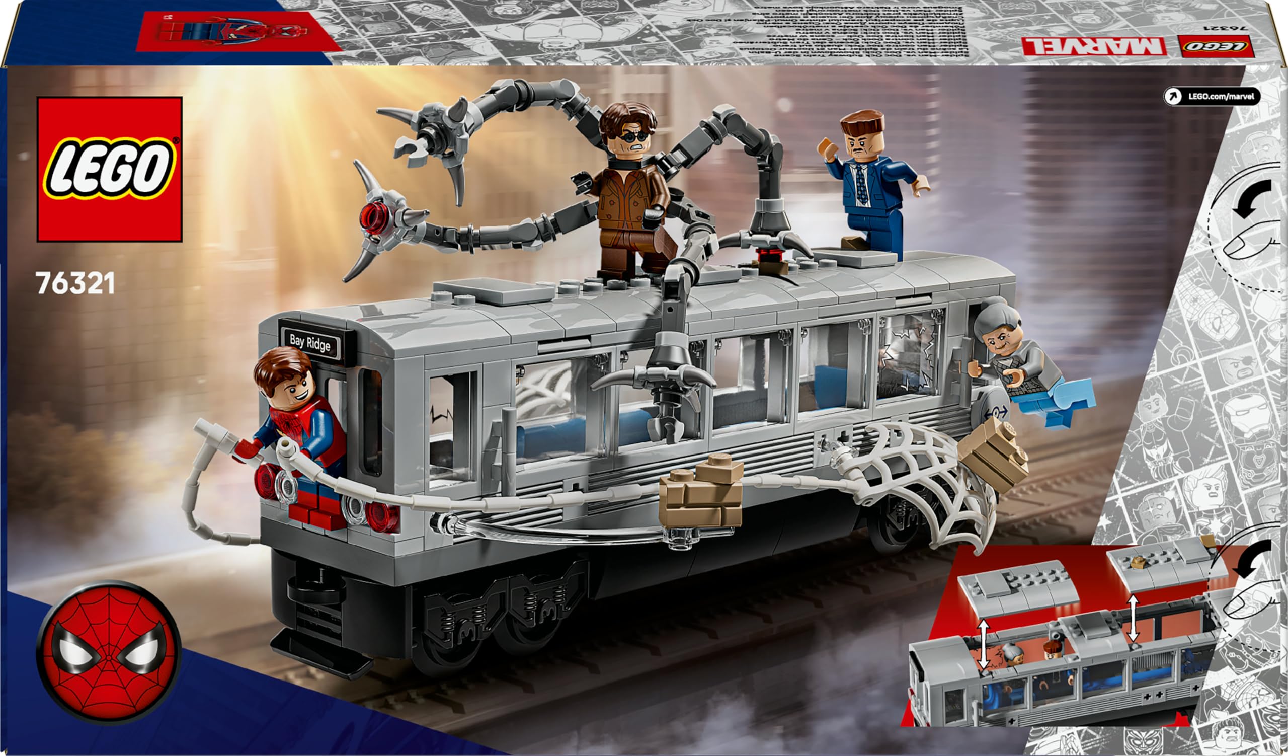 LEGO Marvel Spider-Man vs. Doc Ock Subway Train Scene - Building Playset for Ages 9+ 10
