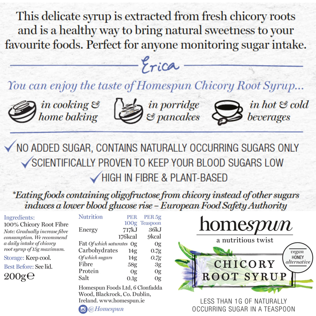 Homsprung Chicory Root Syrup - Keto & Low Carb Sweetener - Low Sugar, Vegan