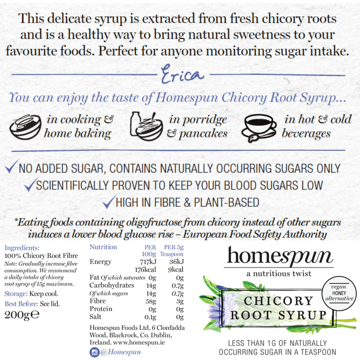 Homsprung Chicory Root Syrup - Keto & Low Carb Sweetener - Low Sugar, Vegan