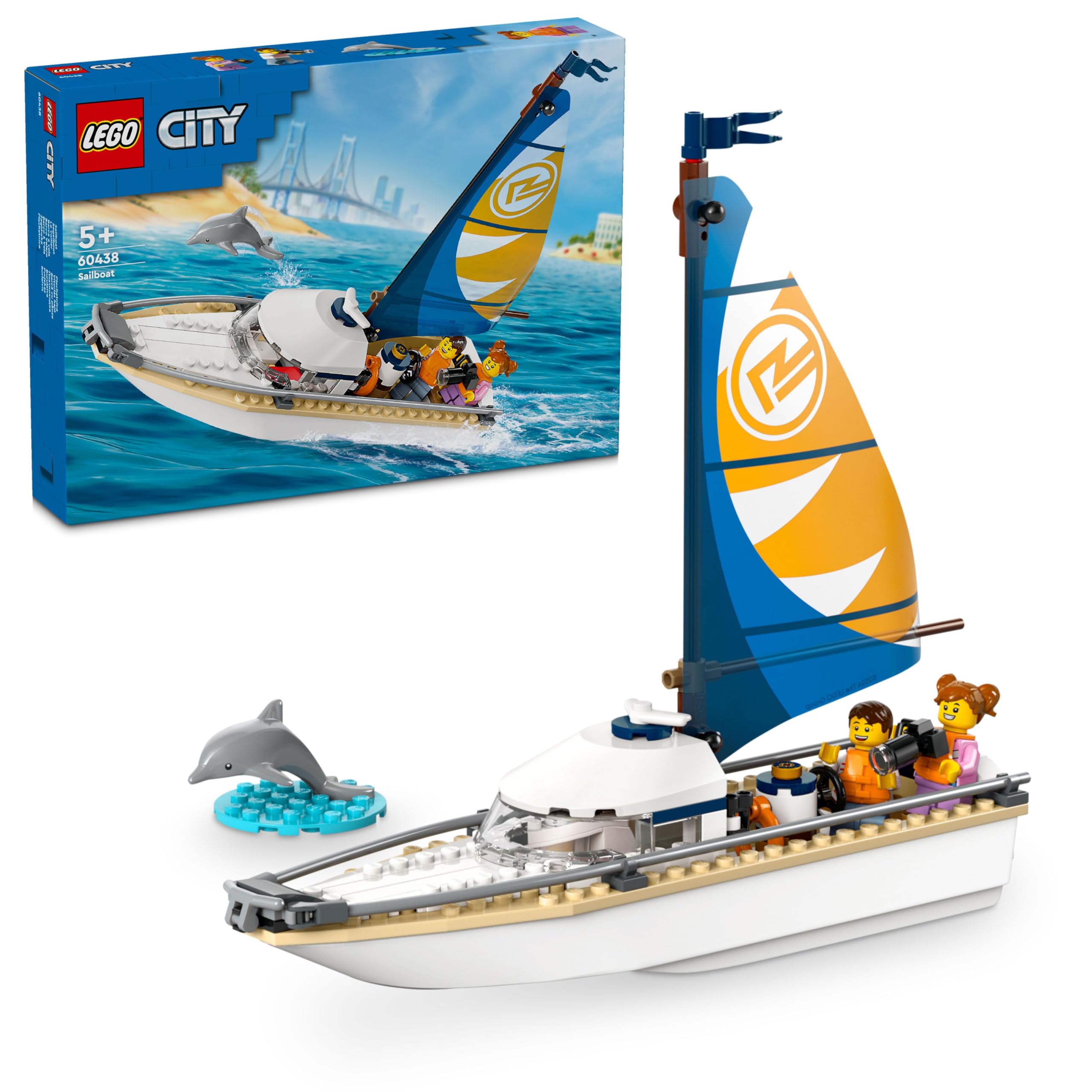 LEGO City Sailboat 60438 - Building Set with Dolphin & Minifigures for Ages 5+ 1