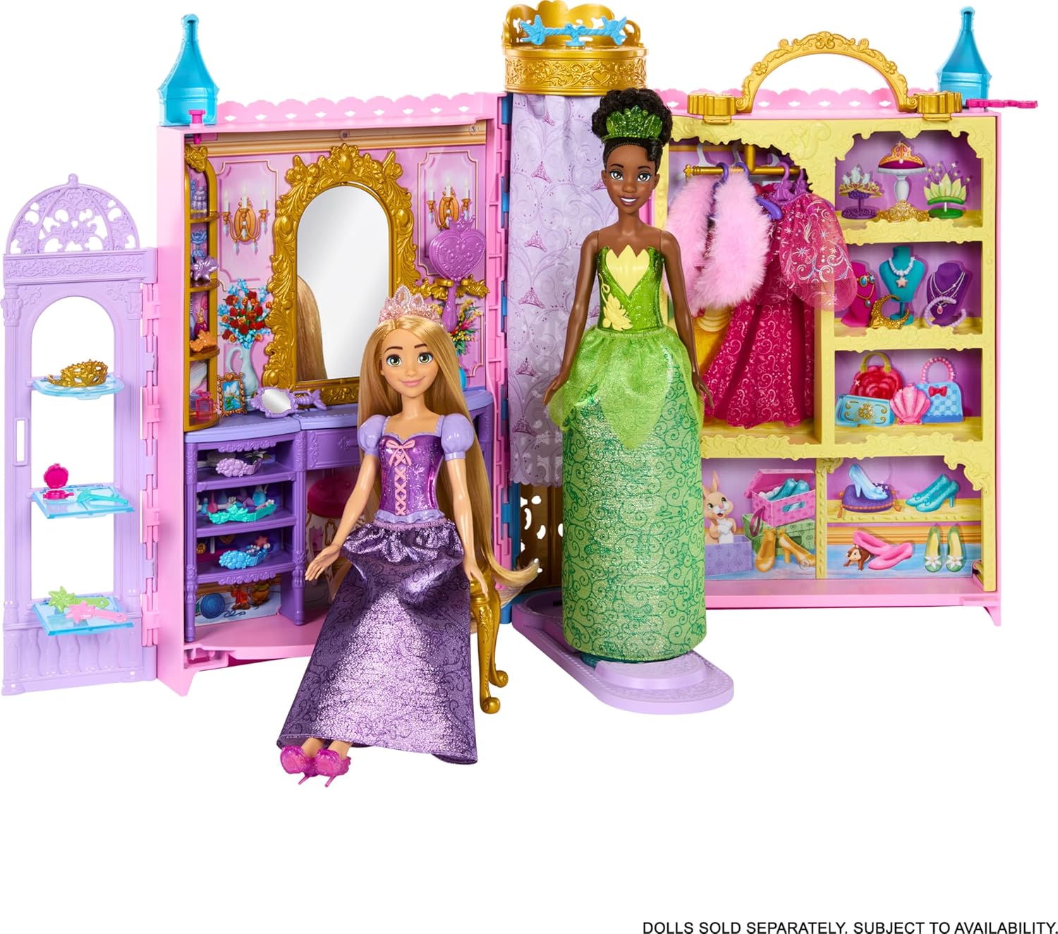 Mattel Disney Princess Closet Playset - 2 Fashions, 25 Accessories, Vanity & Runway 2