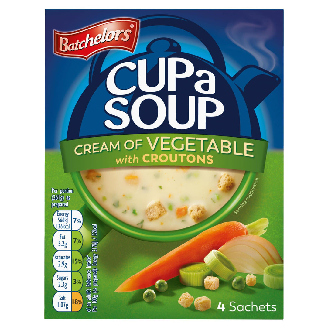 Batchelors Cream of Vegetable with Croutons Instant Soup Sachets, 4 x 30.5g (122g Pack)