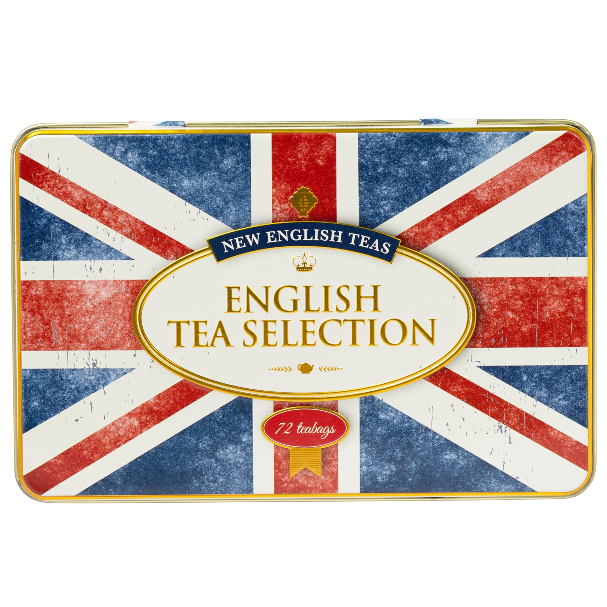 New English Teas Union Jack Flag Tin - 72 Teabag Selection of English Breakfast, Earl Grey & Afternoon 1