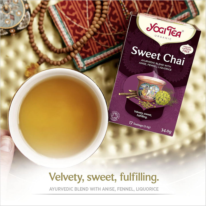 Yogi Tea - Sweet Chai Organic Herbal Tea, Caffeine Free, Blend of Anise, Fennel & Liquorice, 102 Tea Bags (6 x 17)