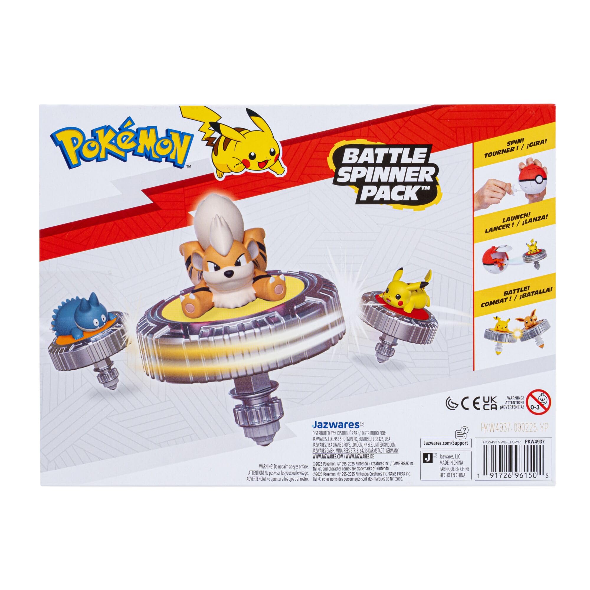 Pokémon Growlithe Battle Spinner Pack - Fire-type Spinner with Launcher | Classic Edition 7