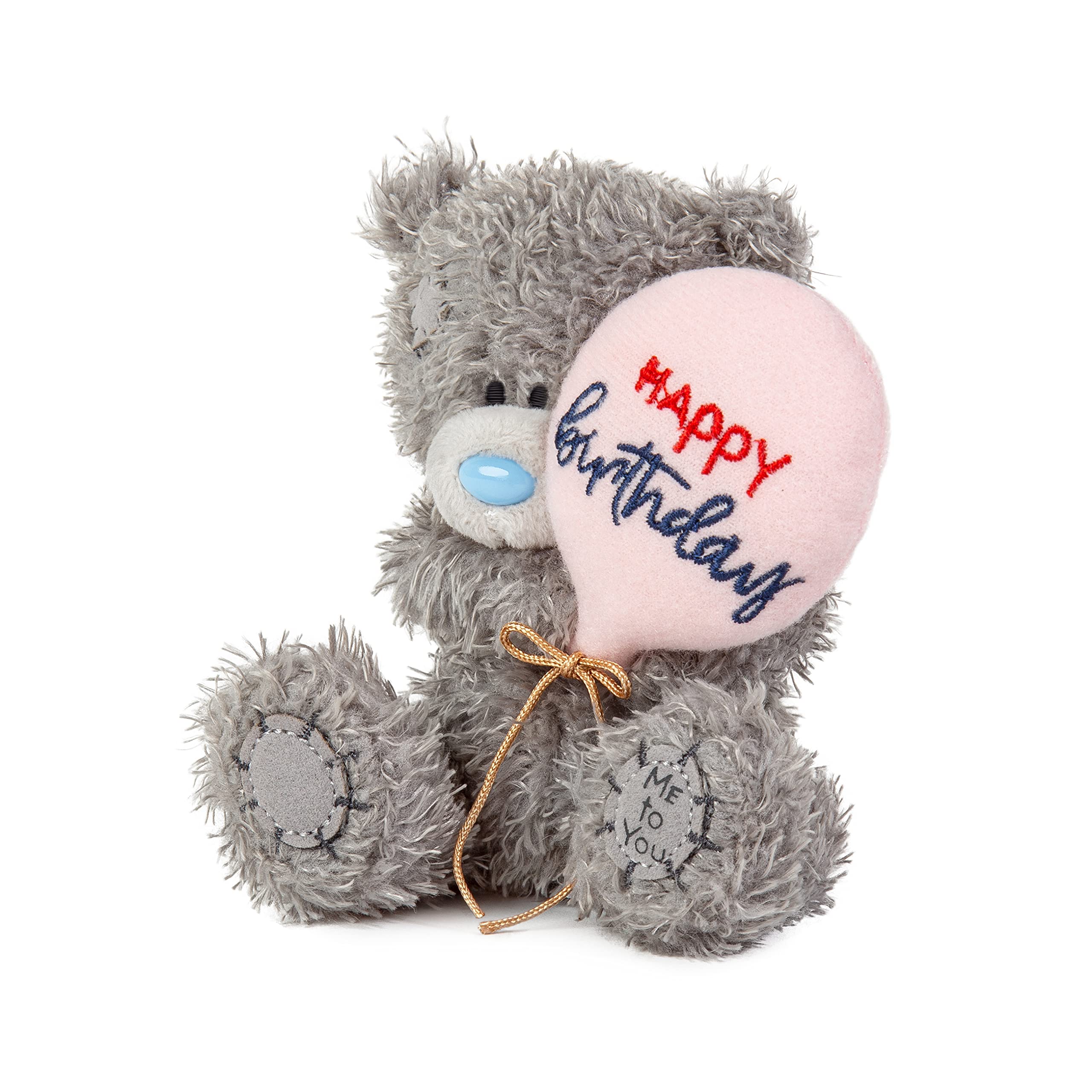 Me To You Bear Tatty Teddy - 10cm Birthday Bear Holding Balloon | Grey Nylon Plush 2