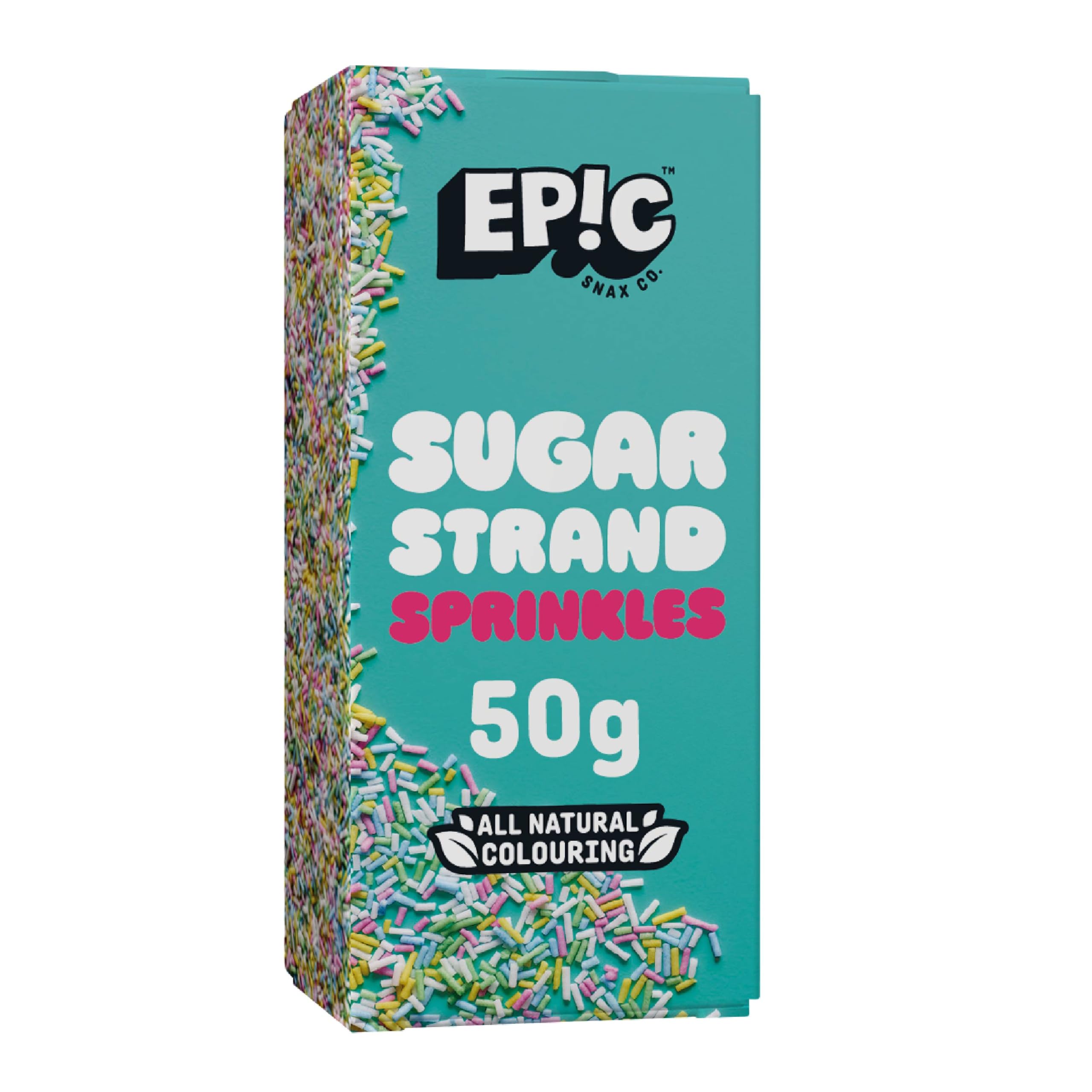EPIC SNAX CO Sugar Strands Sprinkle Toppers - Classic Rainbow | 50g Box 1