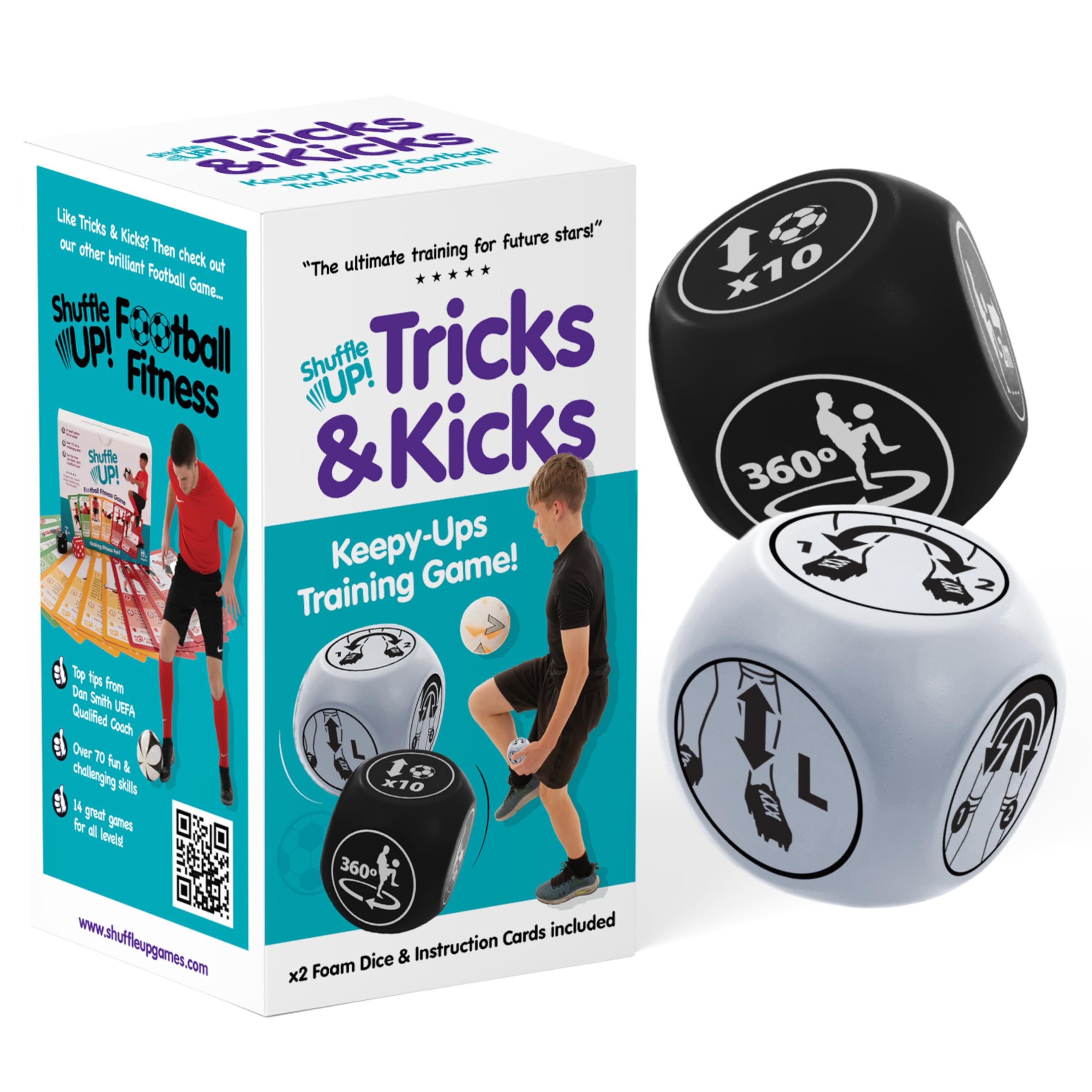 Shuffle Up Tricks & Kicks Football Dice Game - Keepy Uppy Training Dice for Kids and Teens 1