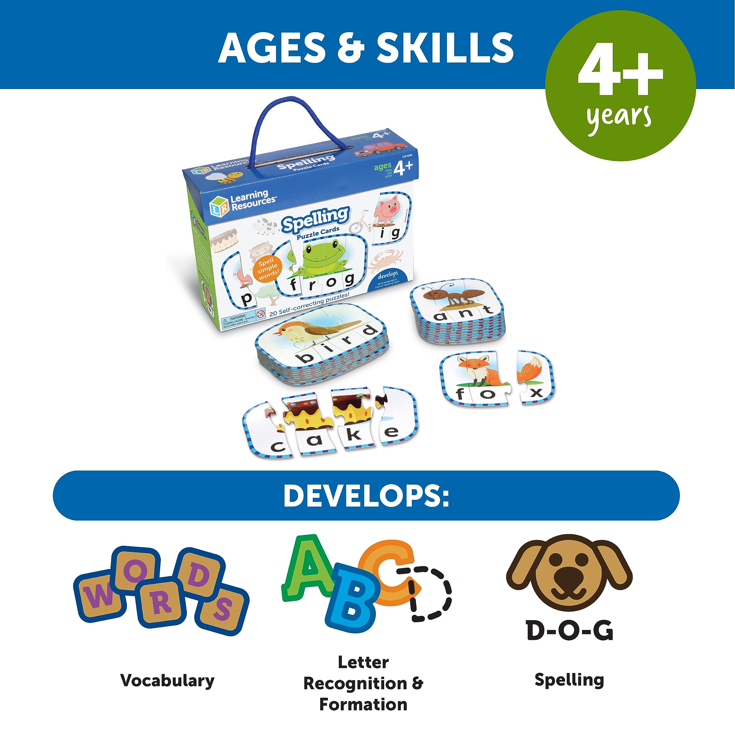 Learning Resources Spelling Cards LER6086 for Preschool Readiness Ages 4-7 5
