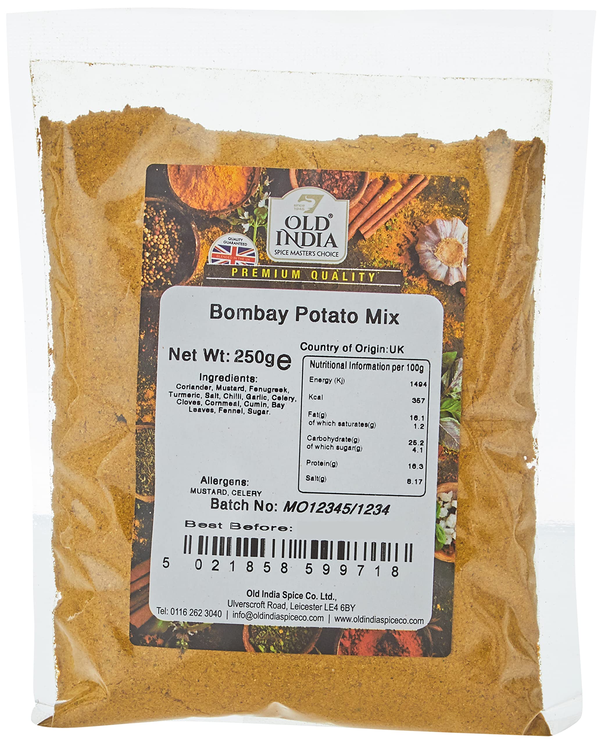 Old India Bombay Potato Mix Indian Seasoning | 250g Natural & GMO Free Spice Blend