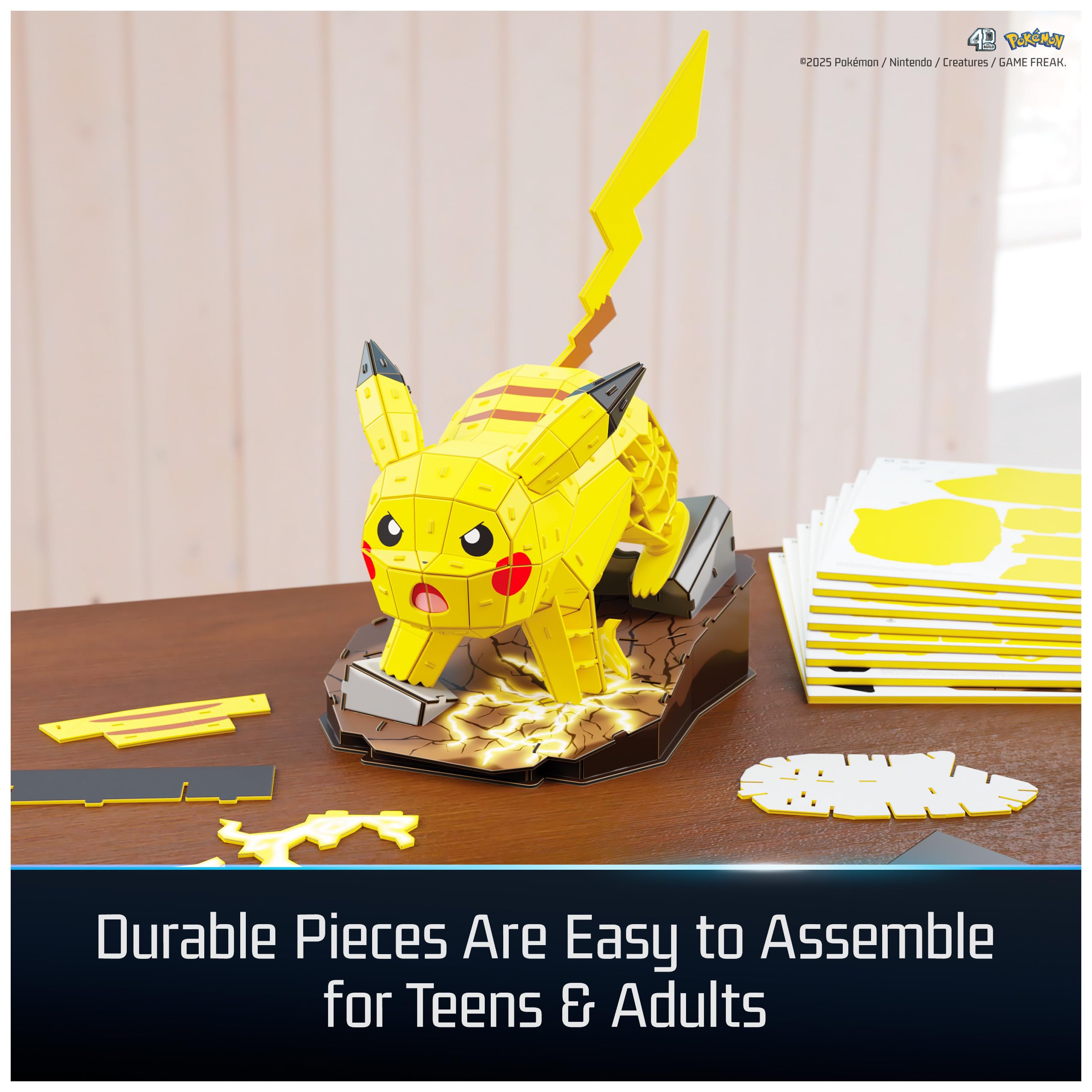 4D Build Pokémon Pikachu 3D Model Kit - 201 Pieces | Ages 12+ | 24.6 cm x 33 cm 4