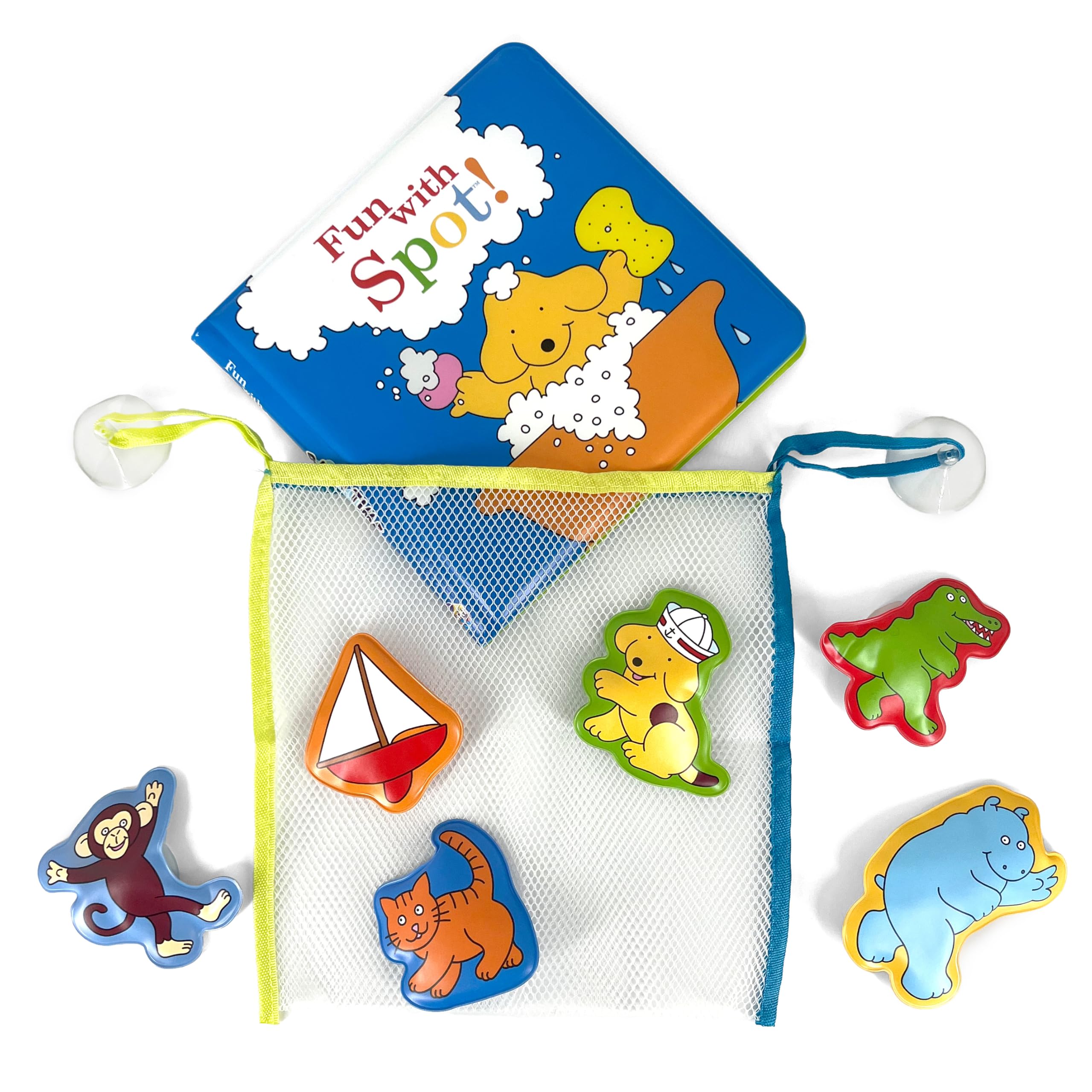 Phidal Fun with Spot! Bath Time Books Activity Book | Includes 6 Padded Suction Cups & Mesh Bag | Ages 2+ 3