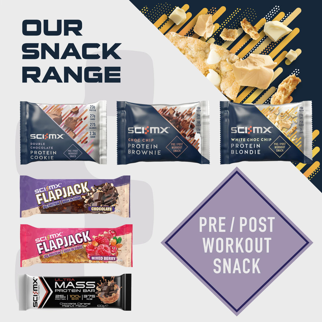 SCI-MX Protein White Chocolate Chip Blondie Box - 12 x 65g High Protein Snack