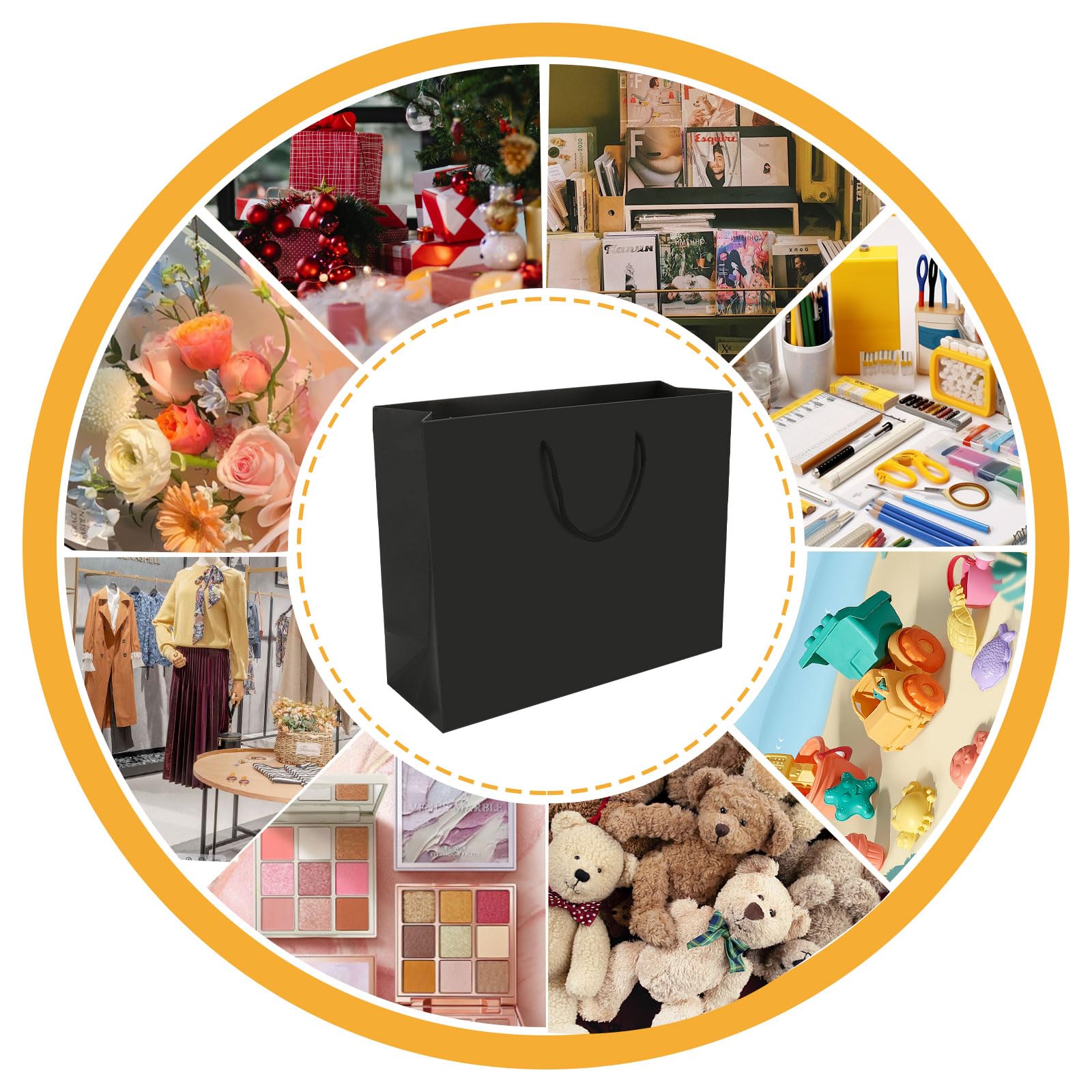 ASelected Large Black Gift Bags - Heavy Cardboard, Reusable, 45x13x33cm | Pack of 12 7