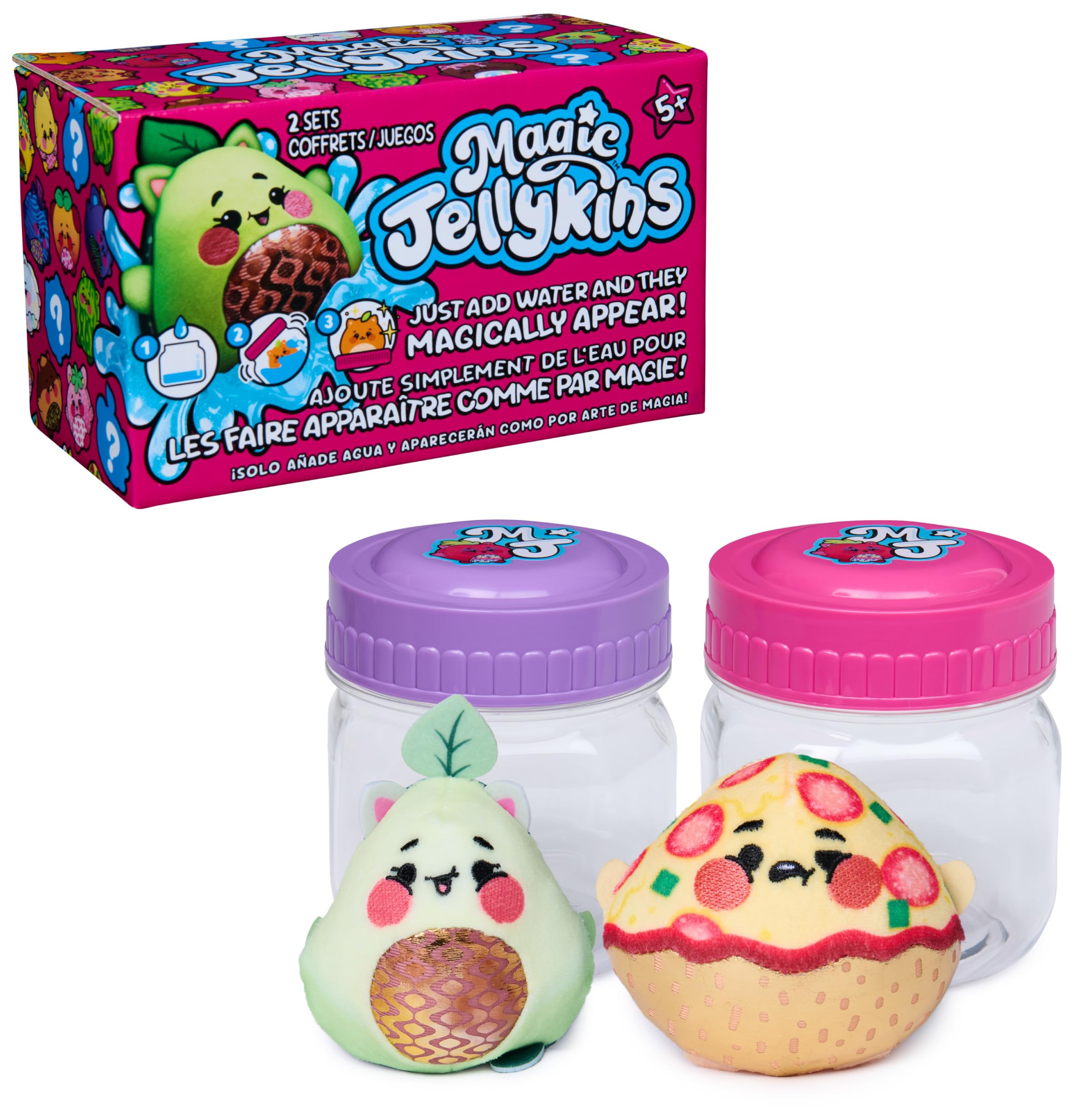 Magic Jellykins Surprise Plush Jar 2-Pack - Water Activated Transforming Squishy Toy | 7.6 cm 1