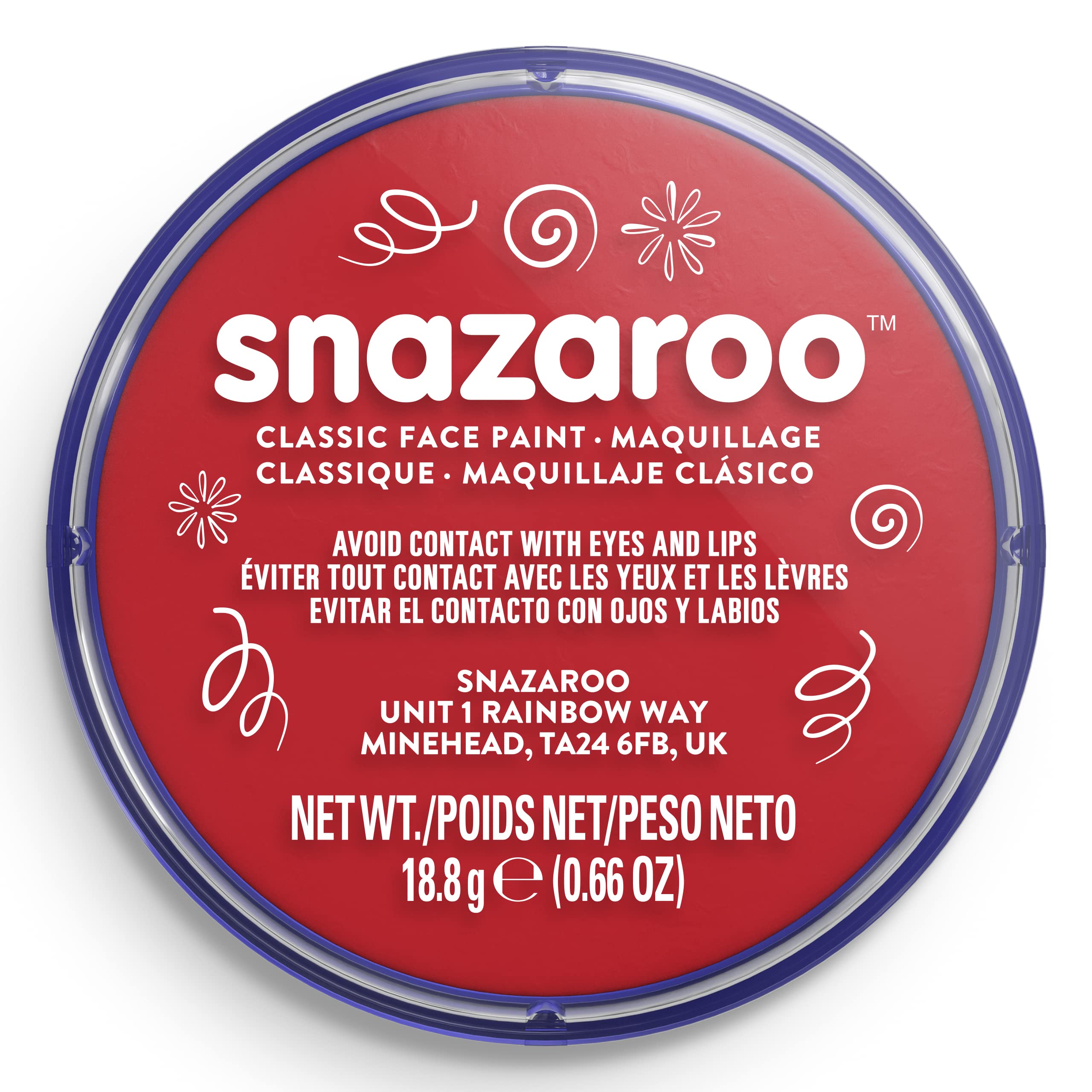Snazaroo Classic Face and Body Paint - Bright Red Colour | Water Based | Includes Brush 6