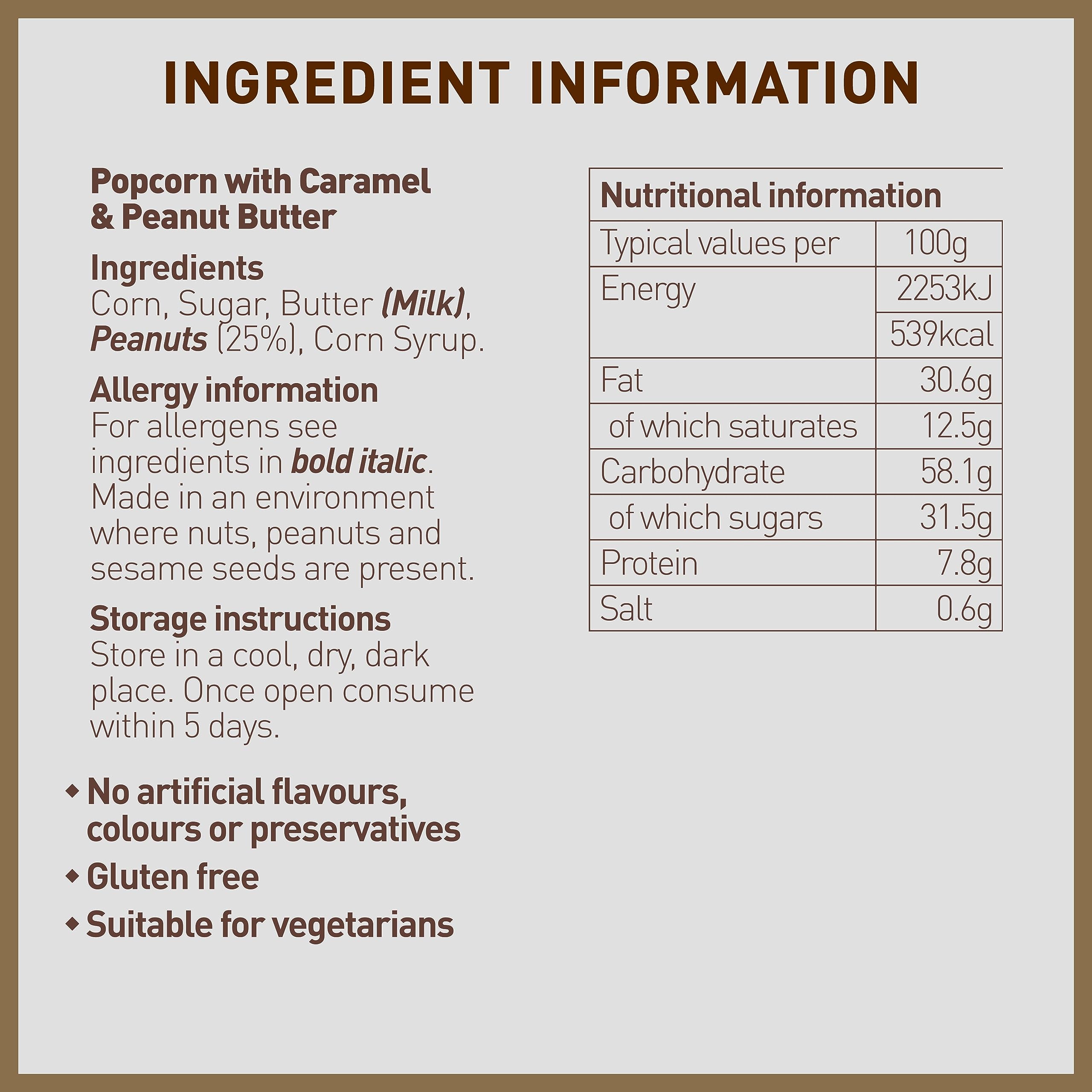 Joe & Seph's Peanut Butter Popcorn Snack (1 x 32g) - Handmade in UK, 1 Star Great Taste Award 5