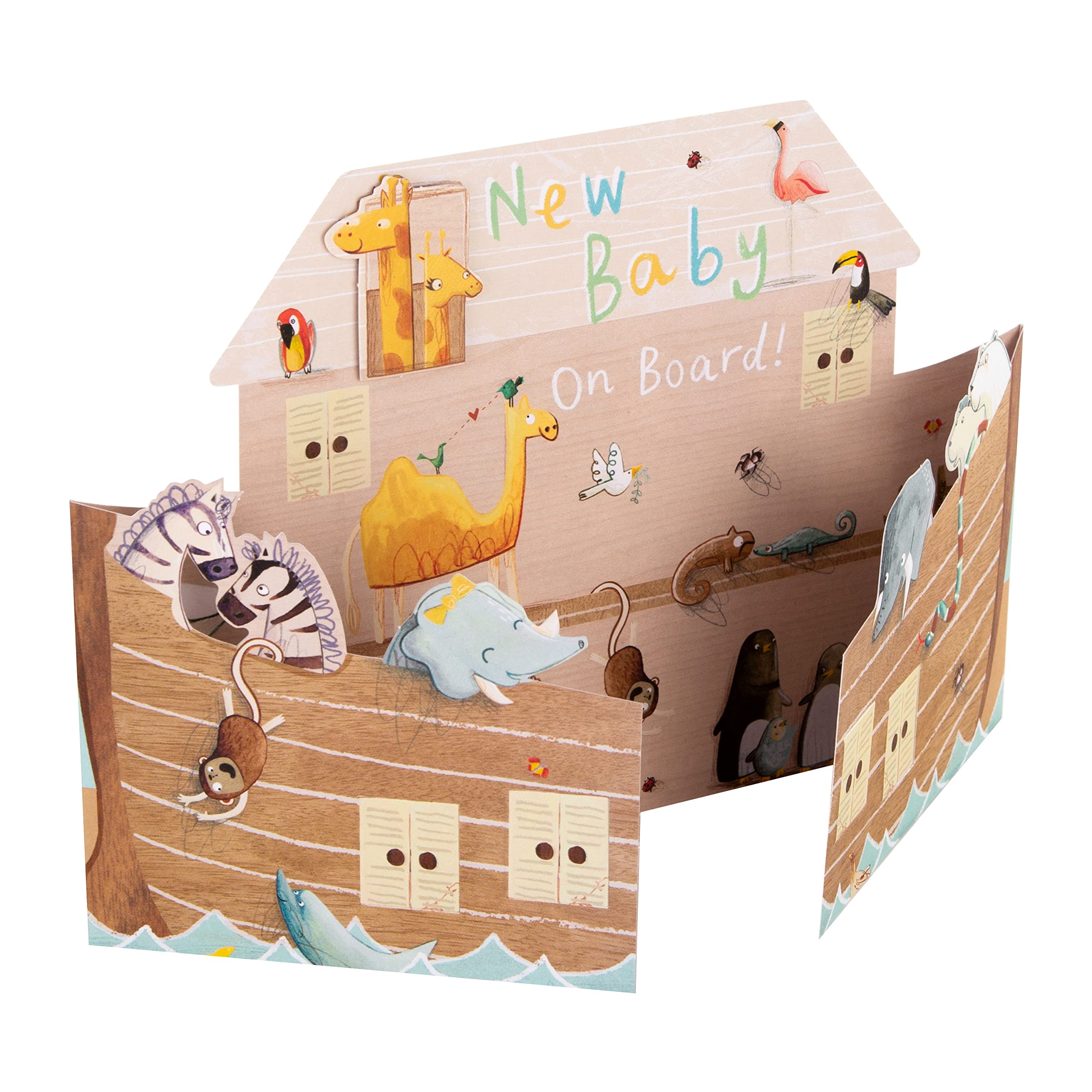 Hallmark New Baby Congratulations Card - 3D Fold-Out Animal Ark Design | 15.9cm x 22.8cm 2