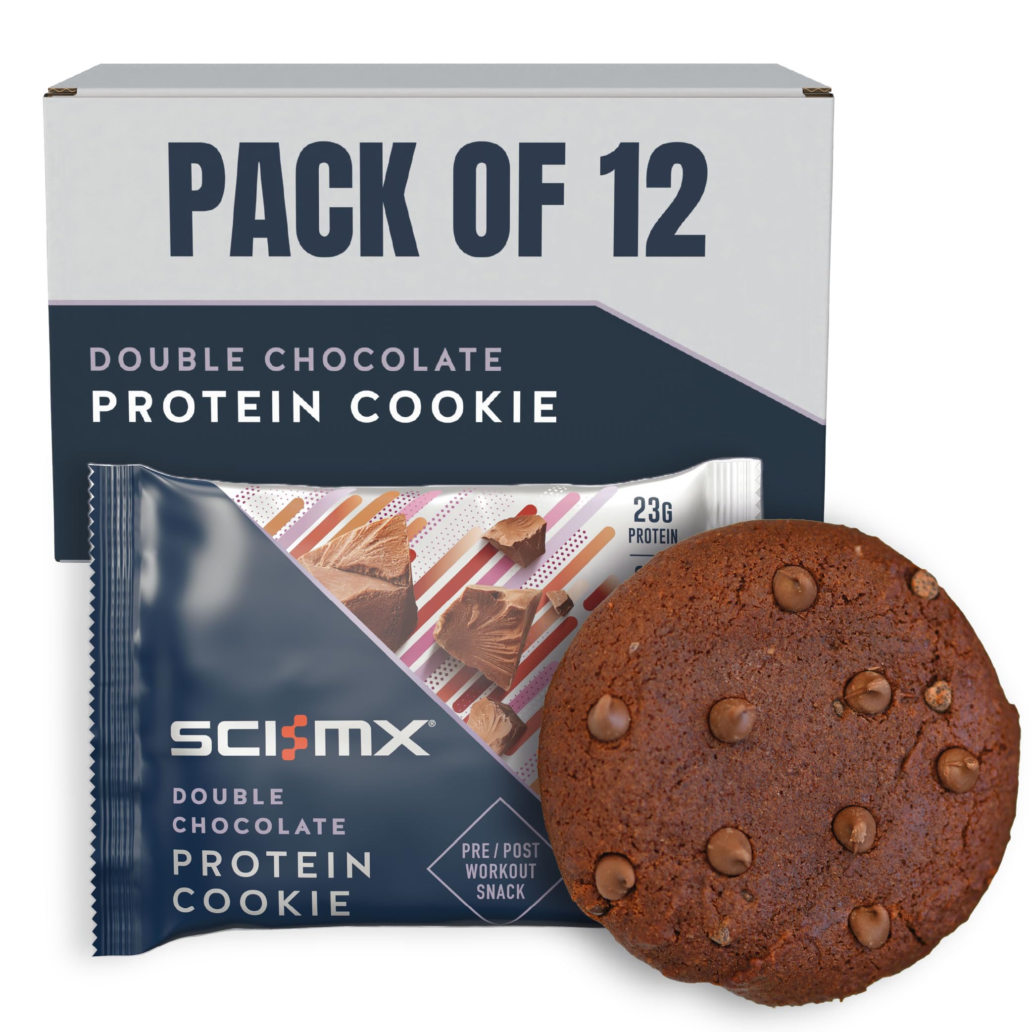 SCI-MX High Protein Double Chocolate Cookie Box - 23g Protein | 2.3g Sugar | 12 x 75g Pack 1