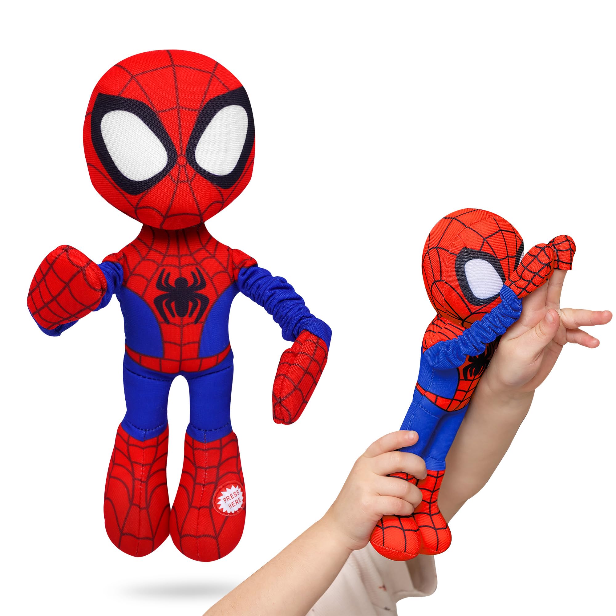 Marvel Spidey and His Amazing Friends Slingshot Plush Spider-Man Toy - Stretchable Arms for Web-Slinging Fun