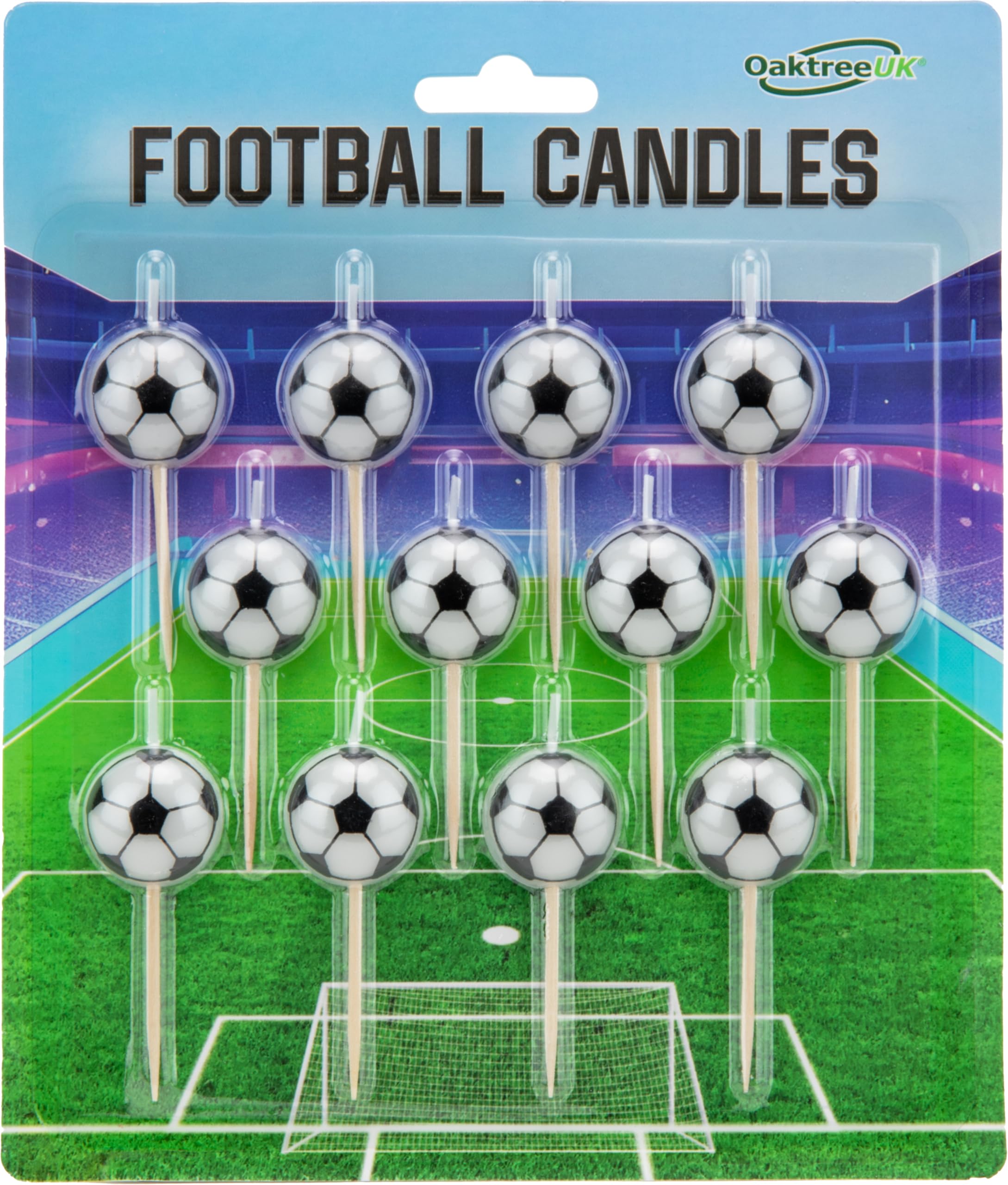 Football Candles with Wooden Pick - 8cm Height, Pack of 12 1
