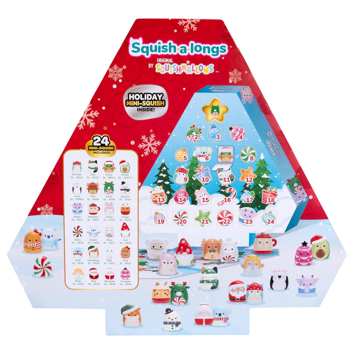 Squish-a-longs Holiday Advent Calendar 24 Day Countdown - 24 Mini-Squish Collectibles with Ring Accessory (Wave 3)