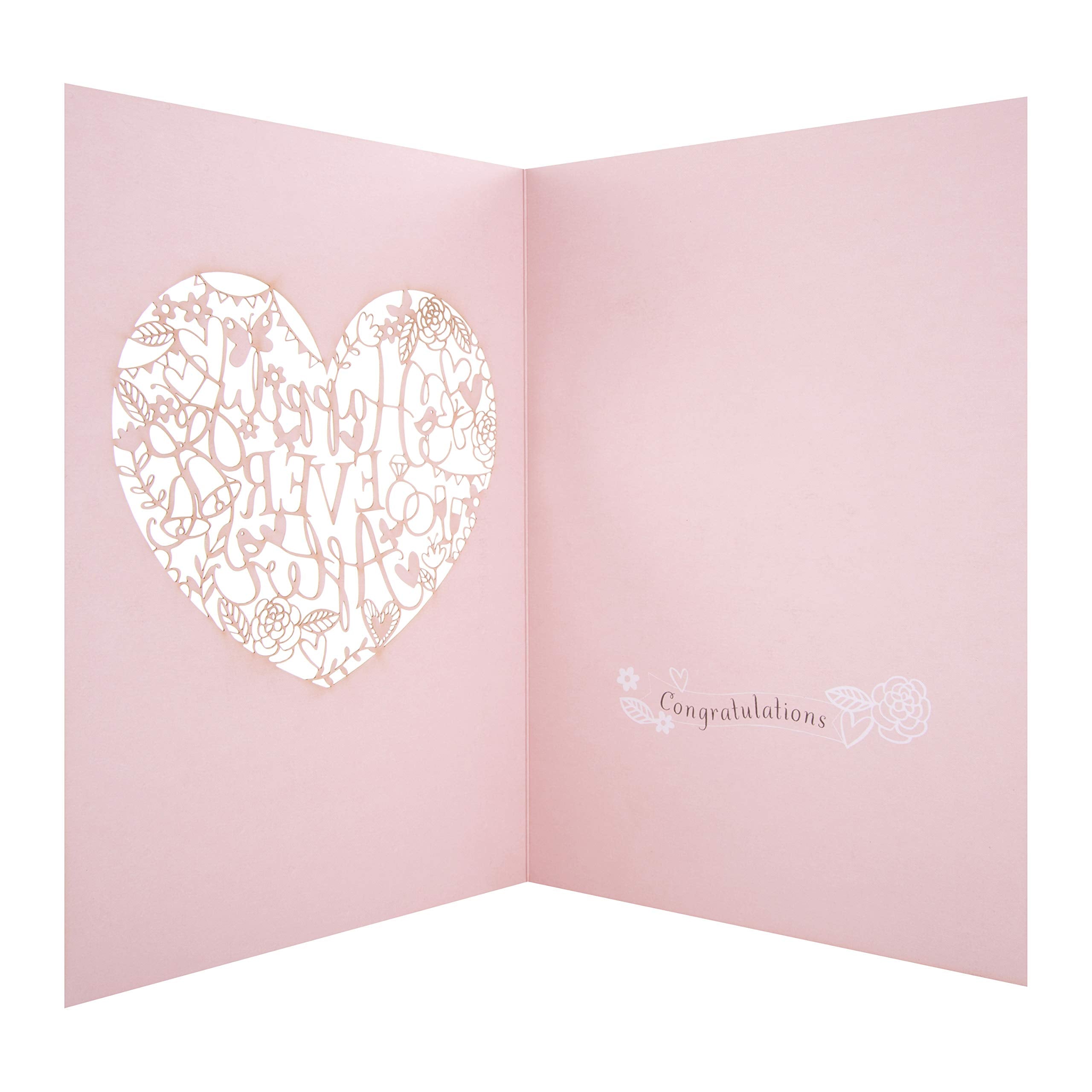 Hallmark Wedding Congratulations Card - Laser-Cut Text in Heart Design | Gold Foil Accents | 22.8cm x 15.9cm 4