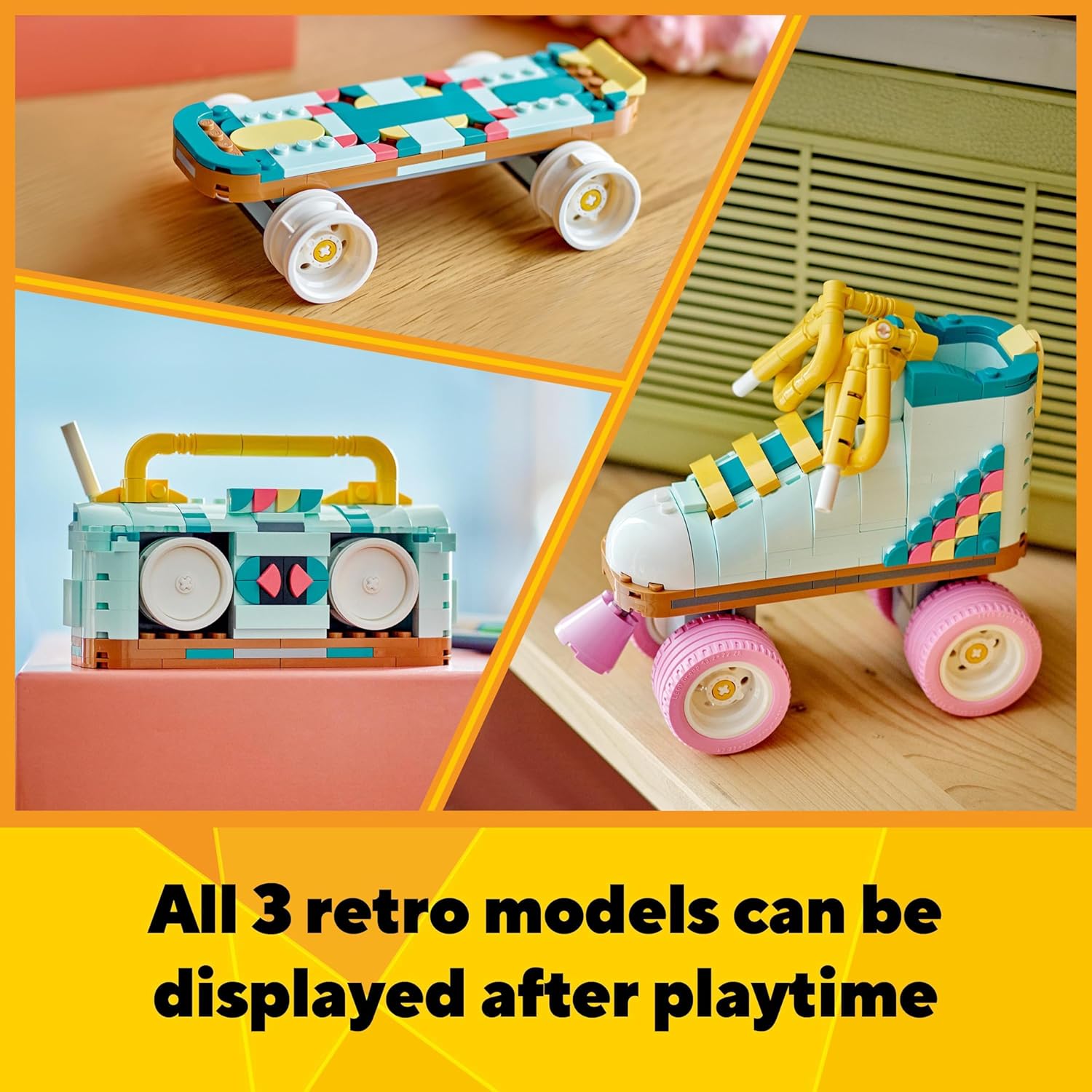 LEGO Creator 3in1 Retro Roller Skate to Mini Skateboard to Boom Box Radio Building Set for Kids 8+ 3