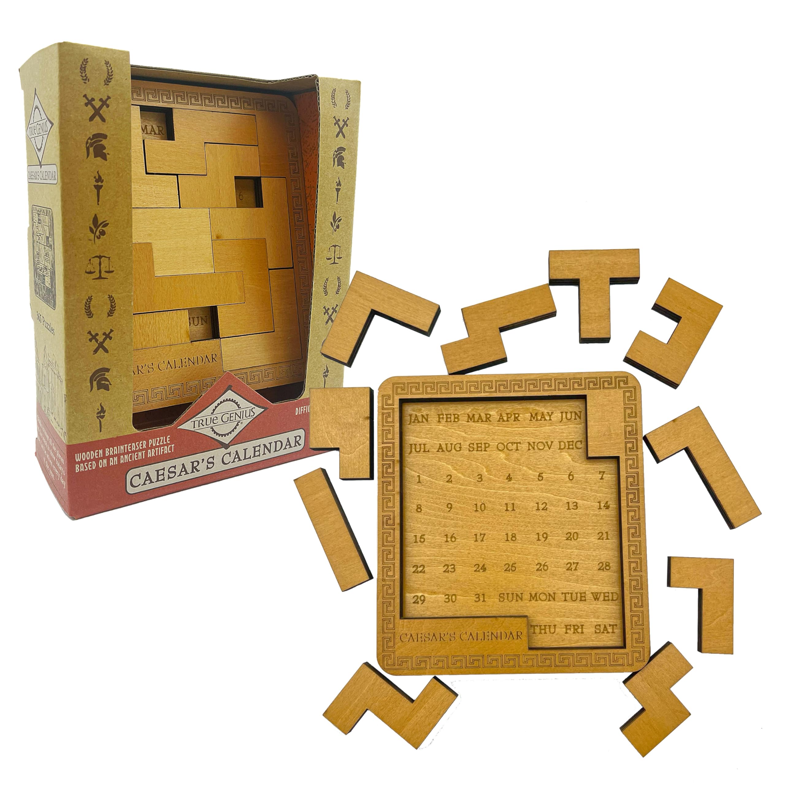 True Genius: Caesar's Calendar - 365-Day Wooden Brain Teaser Puzzle for Adults & Kids 1