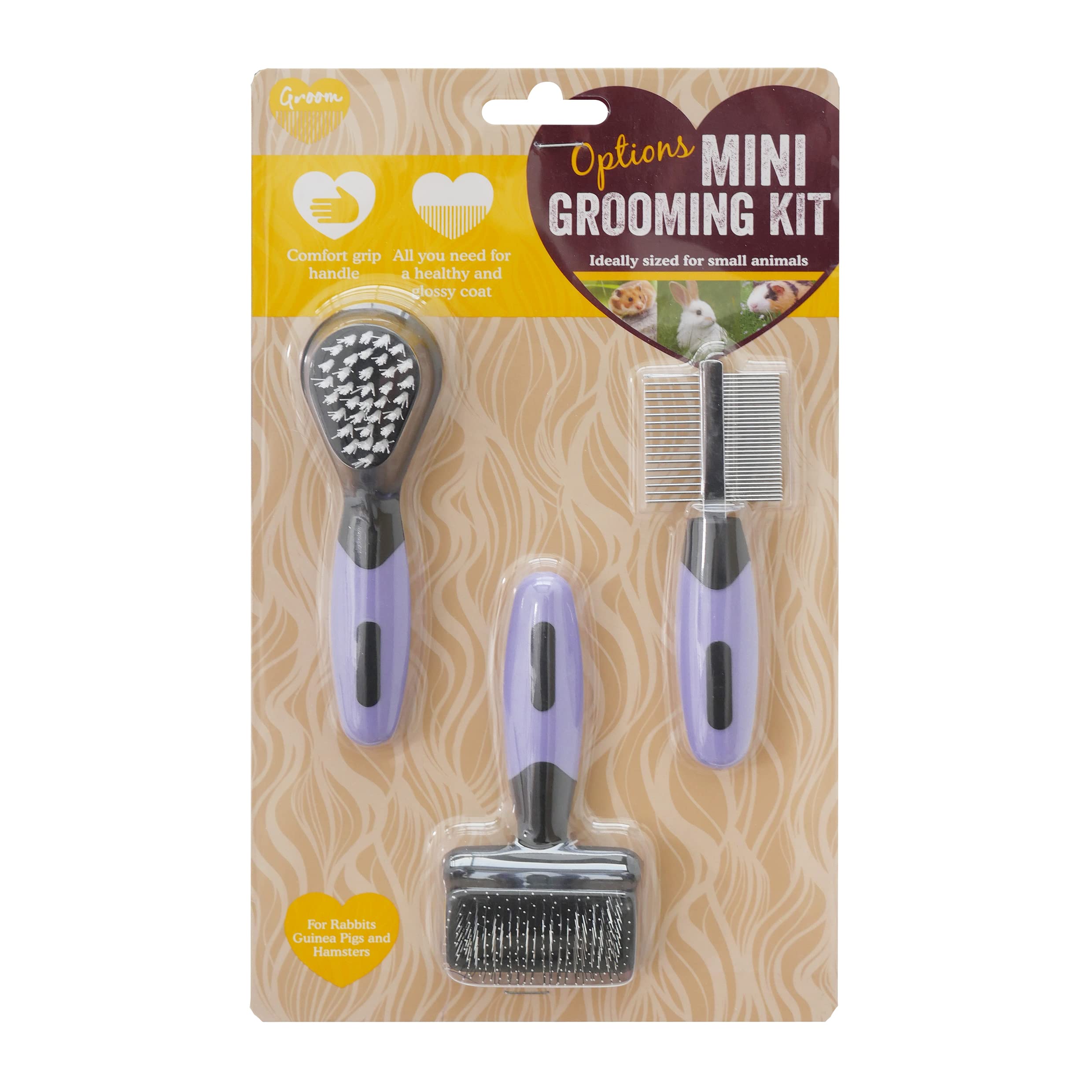 Rosewood Options Mini Grooming Set for Dogs | Detangling & Shine Enhancing | Purple Wood Handles 1