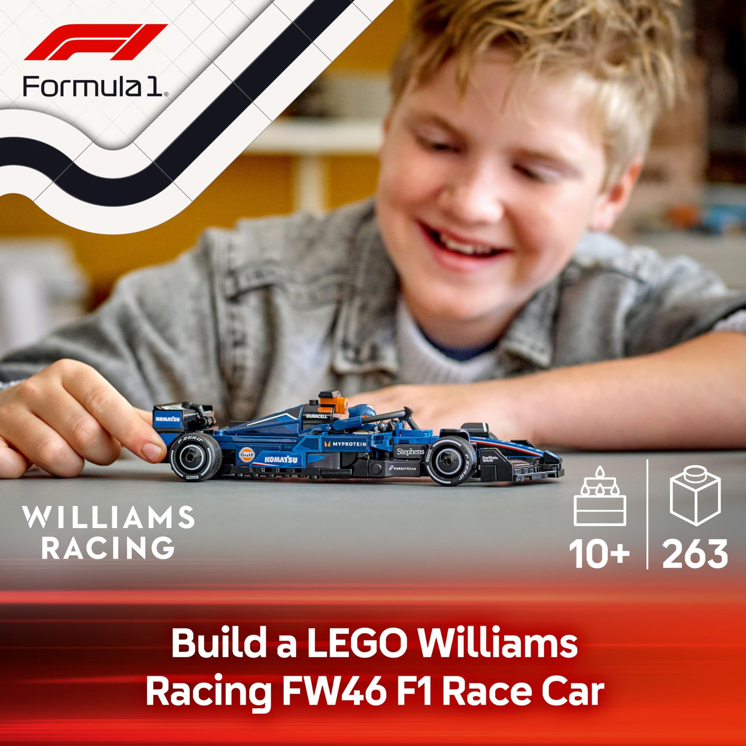 LEGO Speed Champions Williams Racing FW46 F1 Race Car Building Set - Model Kit for Ages 10+