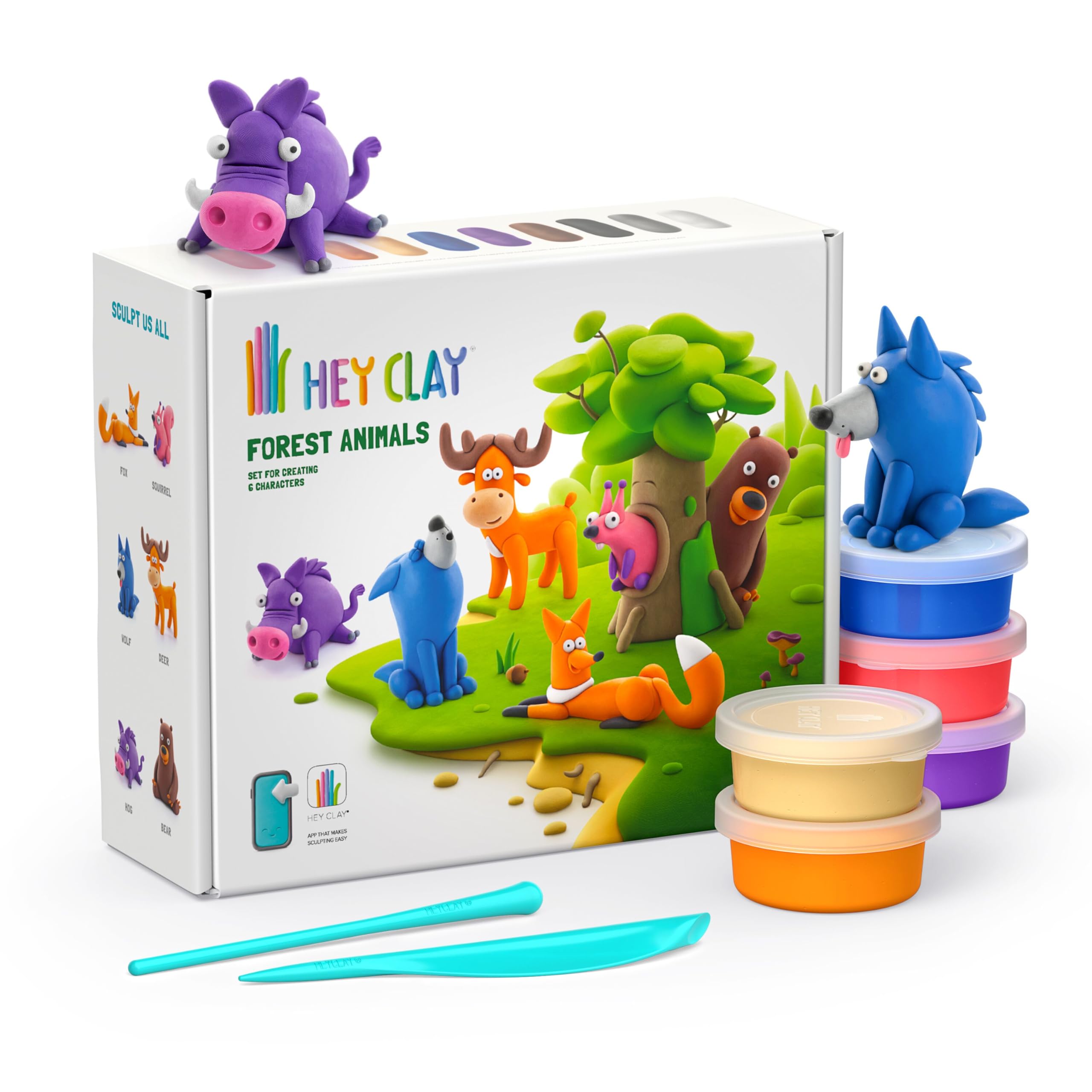 HEY CLAY Air Dry Clay - 15 Cans, Tools, App Access | Vibrant Colors | Ages 3+ 1