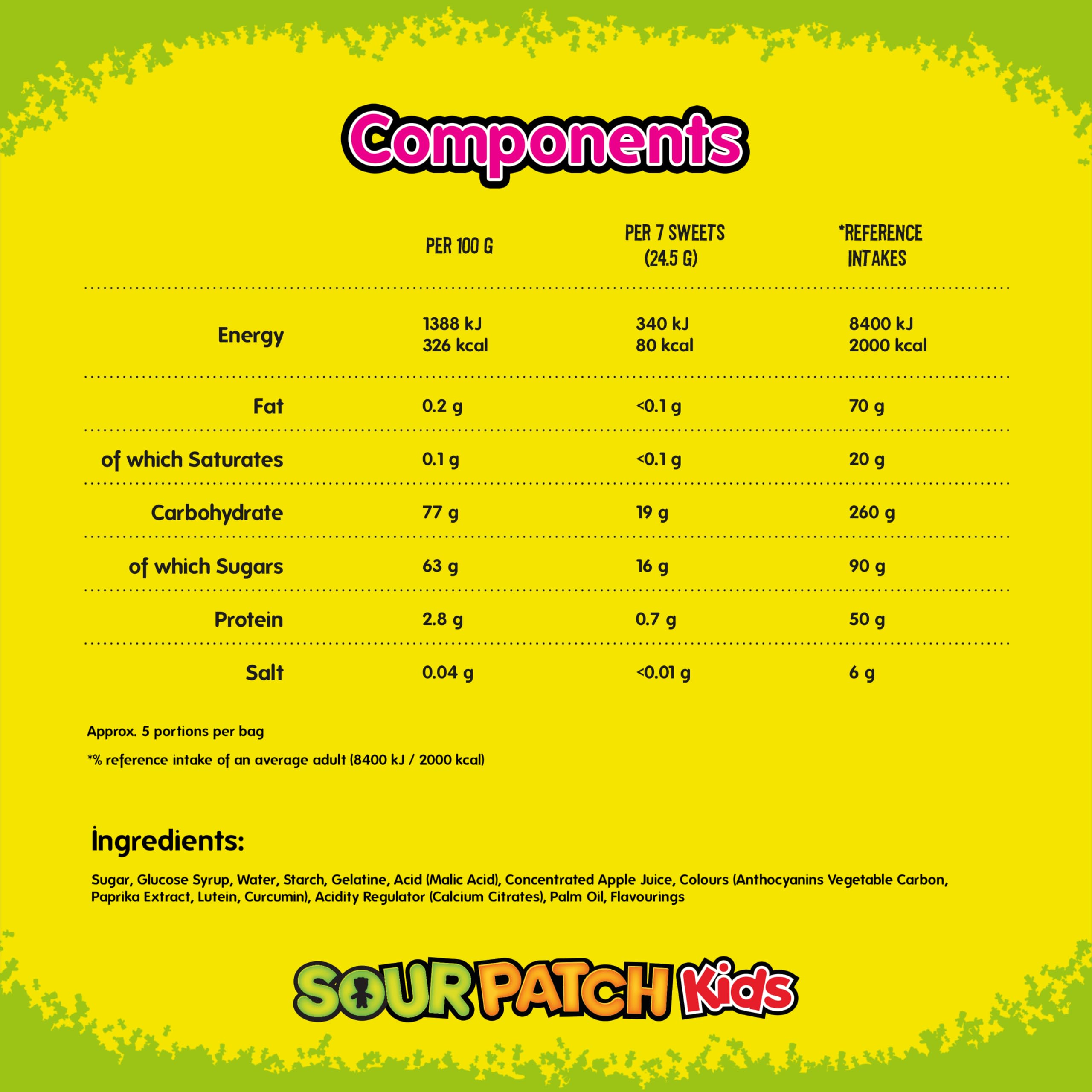 Sour Patch Kids Sortiment – ​​Weiche und zähe, erst sauer, dann süß-saure Bonbons, 350 g 3