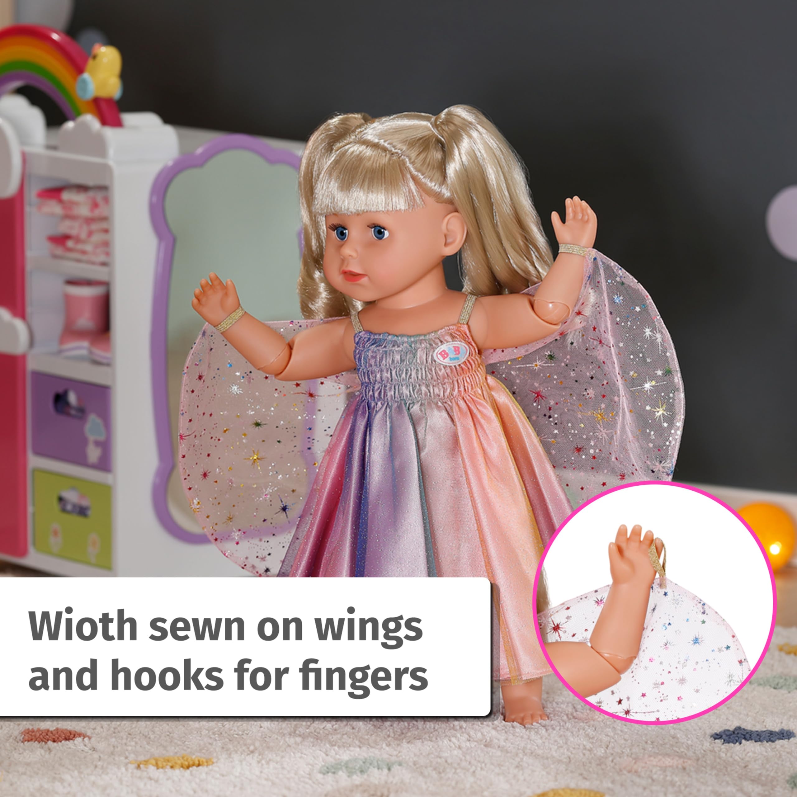 BABY born Rainbow Dress with Wings and Glitter for 43cm Dolls | Ages 3+ 3