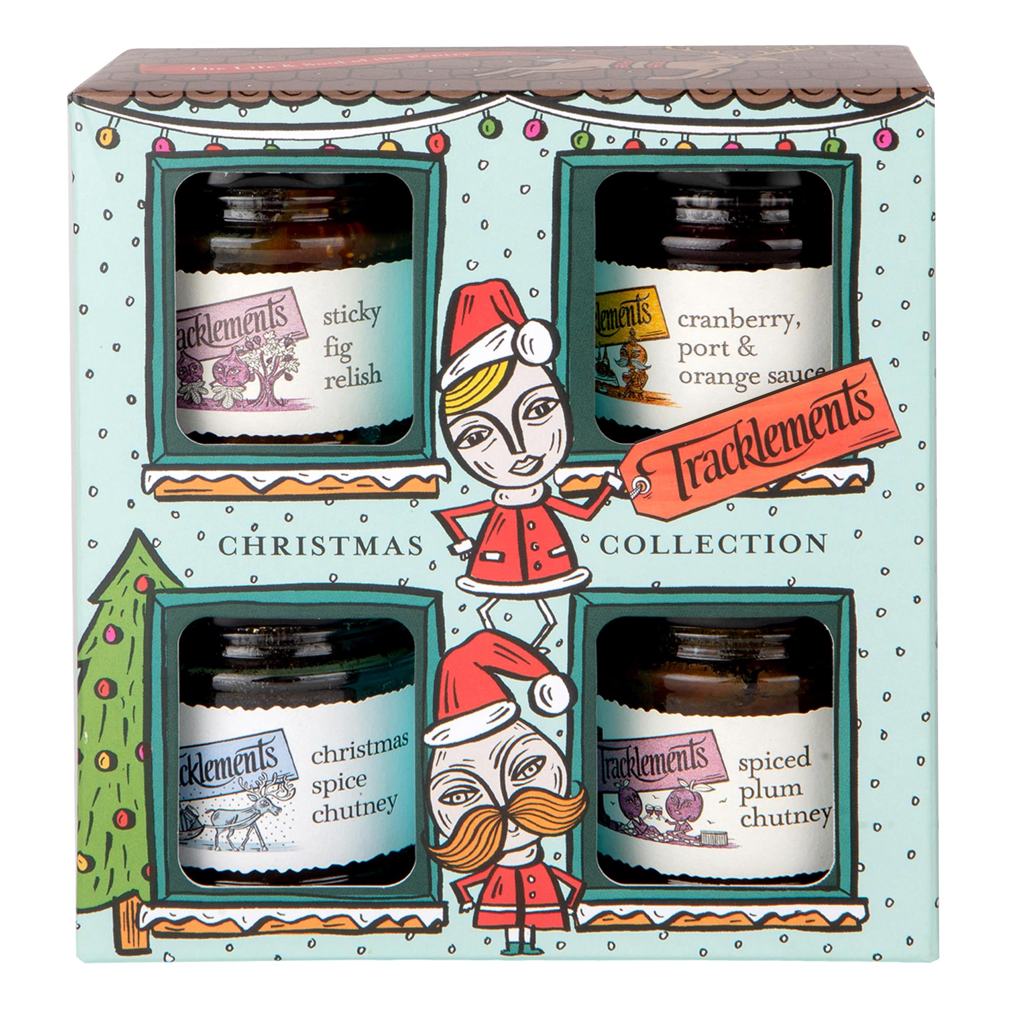 Tracklements The Christmas Collection - Sticky Fig Relish, Cranberry Port & Orange Sauce, Spiced Plum Chutney, Christmas Spice Chutney Gift Set 2