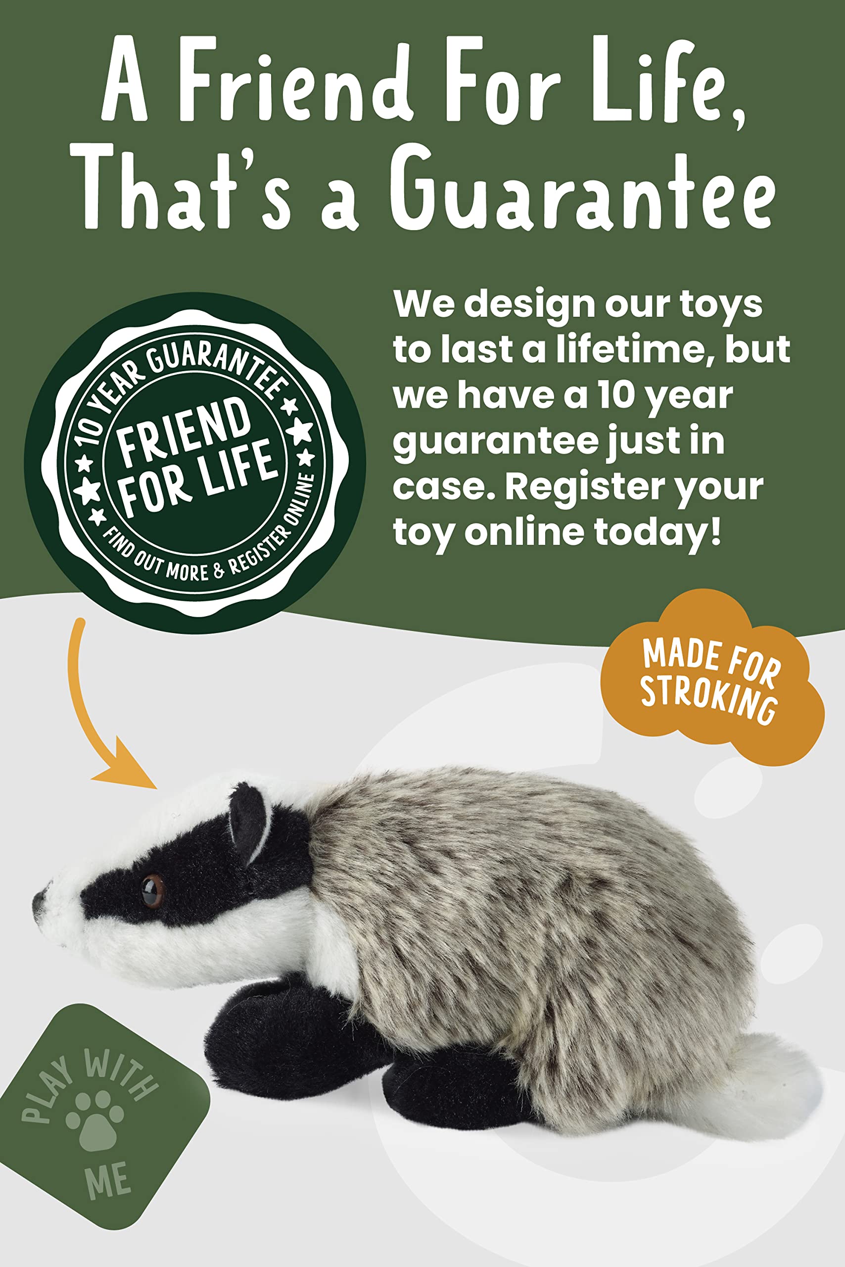 Living Nature Badger Soft Toy AN234 - Medium 20cm | Eco-Friendly Plush | Educational 6
