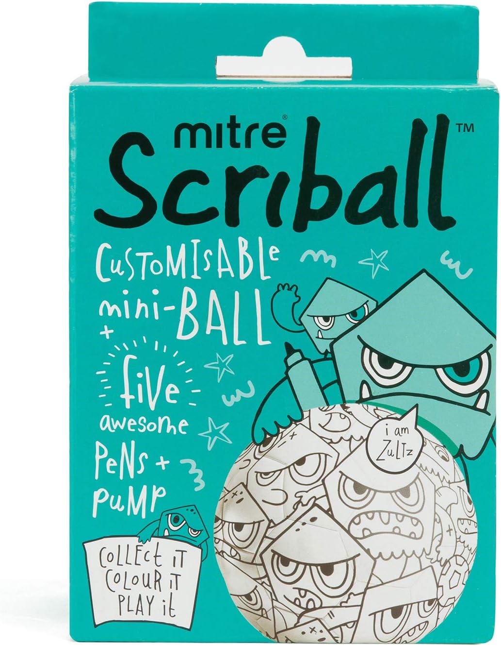 Mitre Scriball Zultz Personalisable Mini Football with Colouring Pens