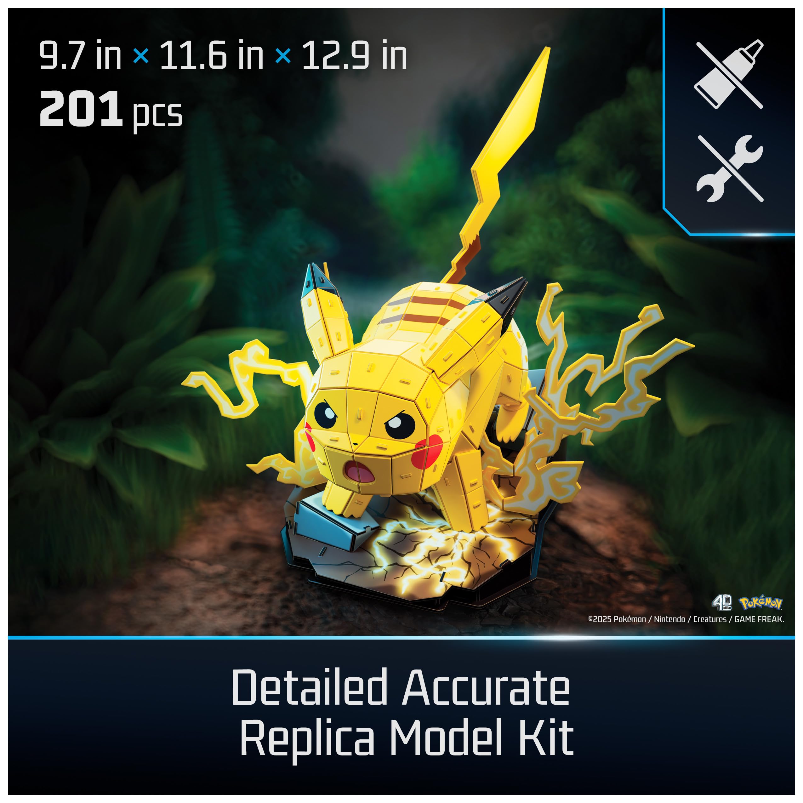 4D Build Pokémon Pikachu 3D Model Kit - 201 Pieces | Ages 12+ | 24.6 cm x 33 cm 2