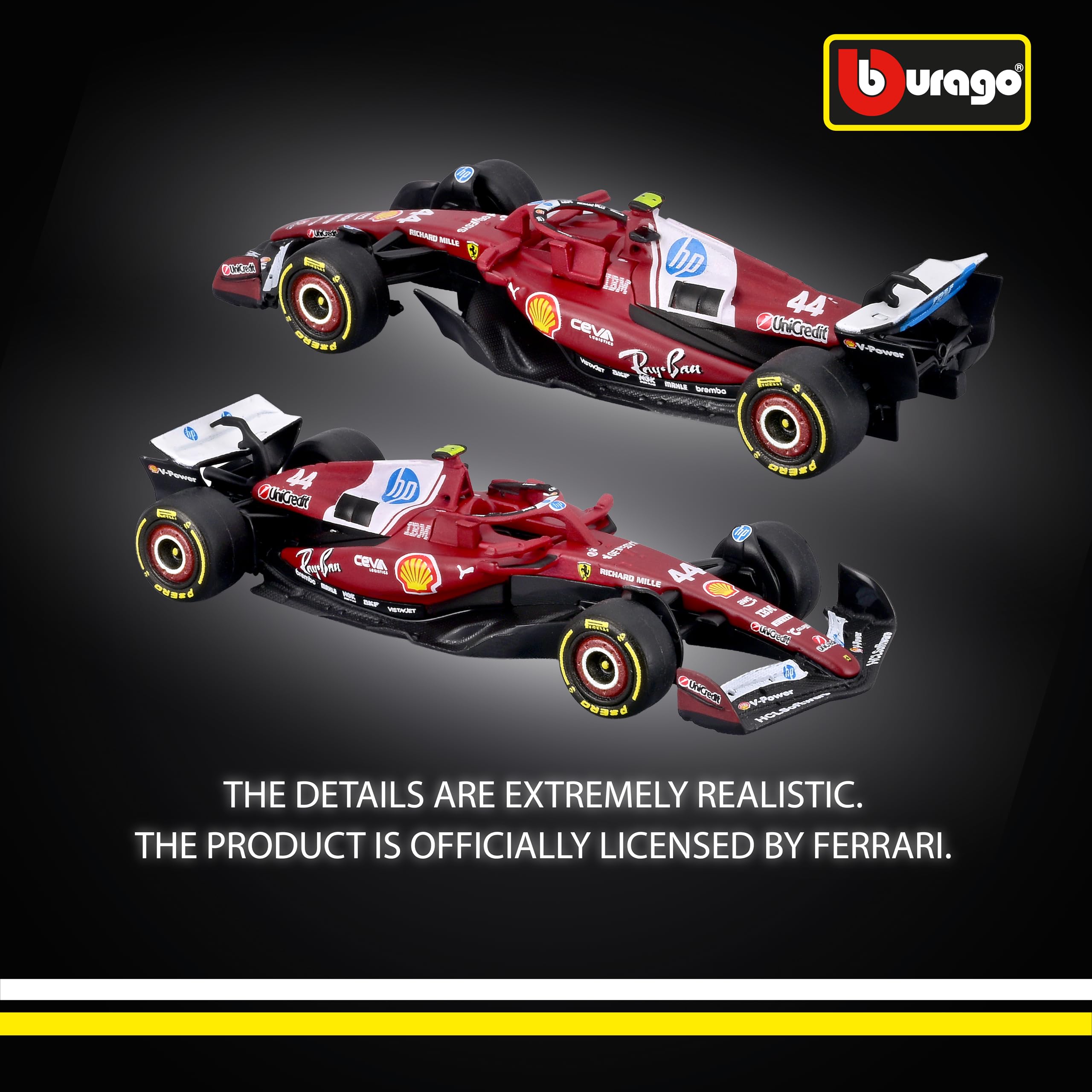 Bburago F1 Ferrari SF-25 #44 Lewis Hamilton 2025 Diecast Car | 1:64 Scale | Metal 3