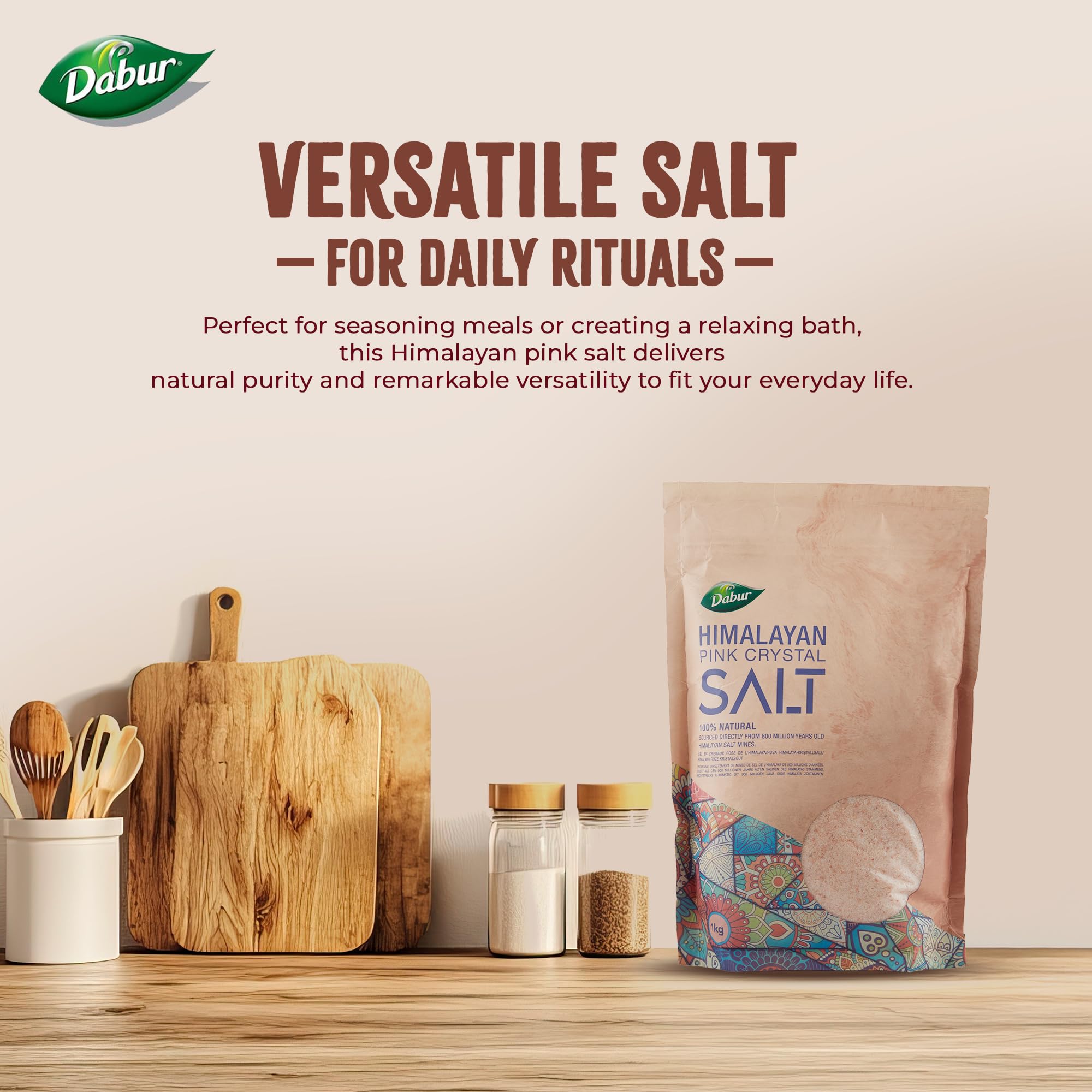 Dabur Himalayan Pink Salt - 1kg Fine Grain | 100% Natural Unrefined | Halal & Kosher Certified 7